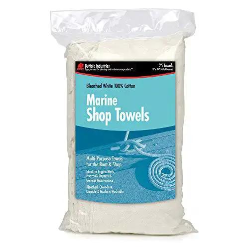 14 Inch Square Marine Shop Towels Pack Of 25 Grime Busting Ultra Absorbent 100 Percent Cotton Rags For Engine Work And Oil Grease Cleanup Bleached White Durable And Machine Washable For Hull Cleaning - Image 3