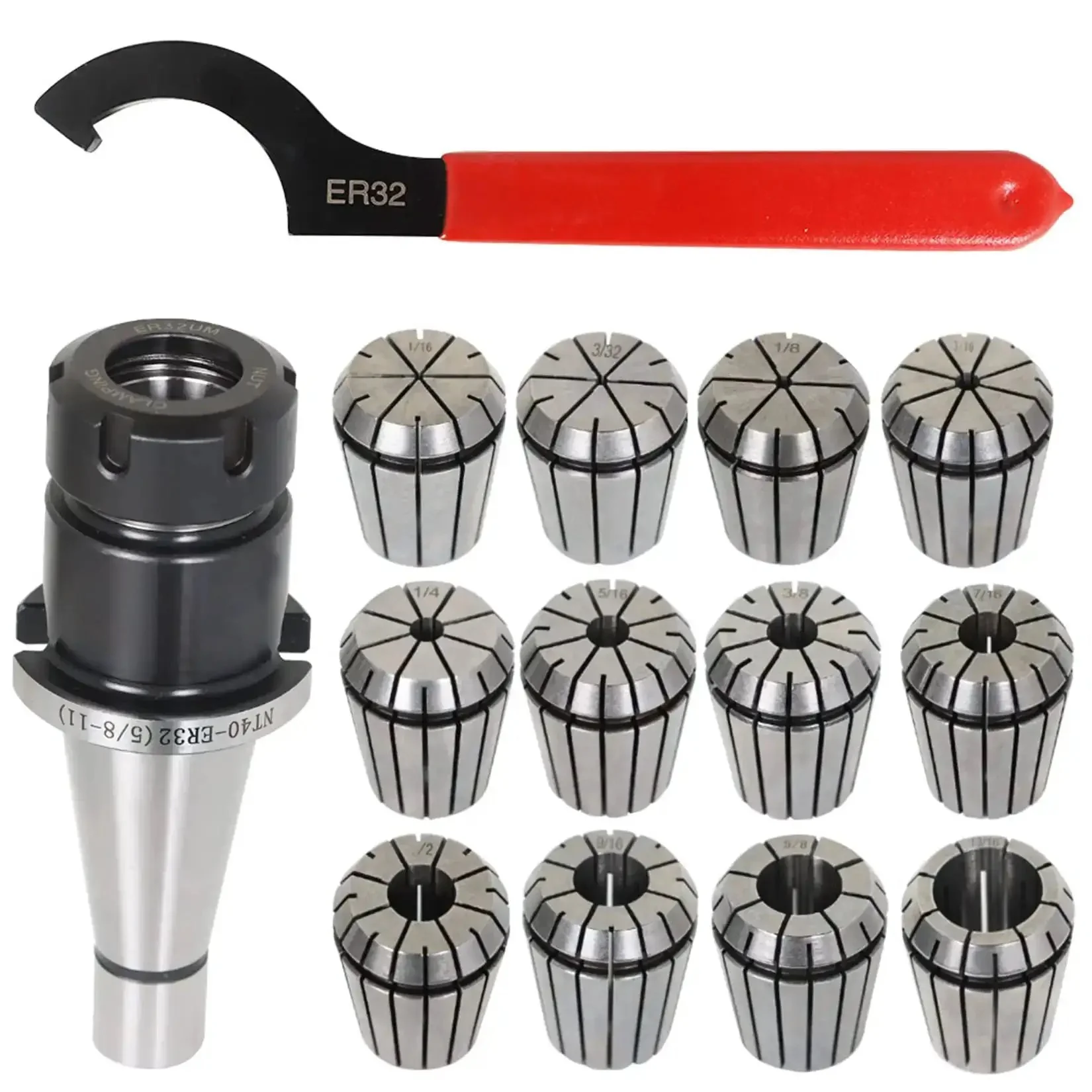 14 Piece ER 32 NMTB Forty Spring Collet Chuck Tool Holder Set With Box For CNC Engraving And Milling Lathe Machines Rock Solid Pro Grade Alloy Steel Accurate To 0.0005 Inch Includes Collets From One Sixteenth To Five Eighths Inch - Image 7