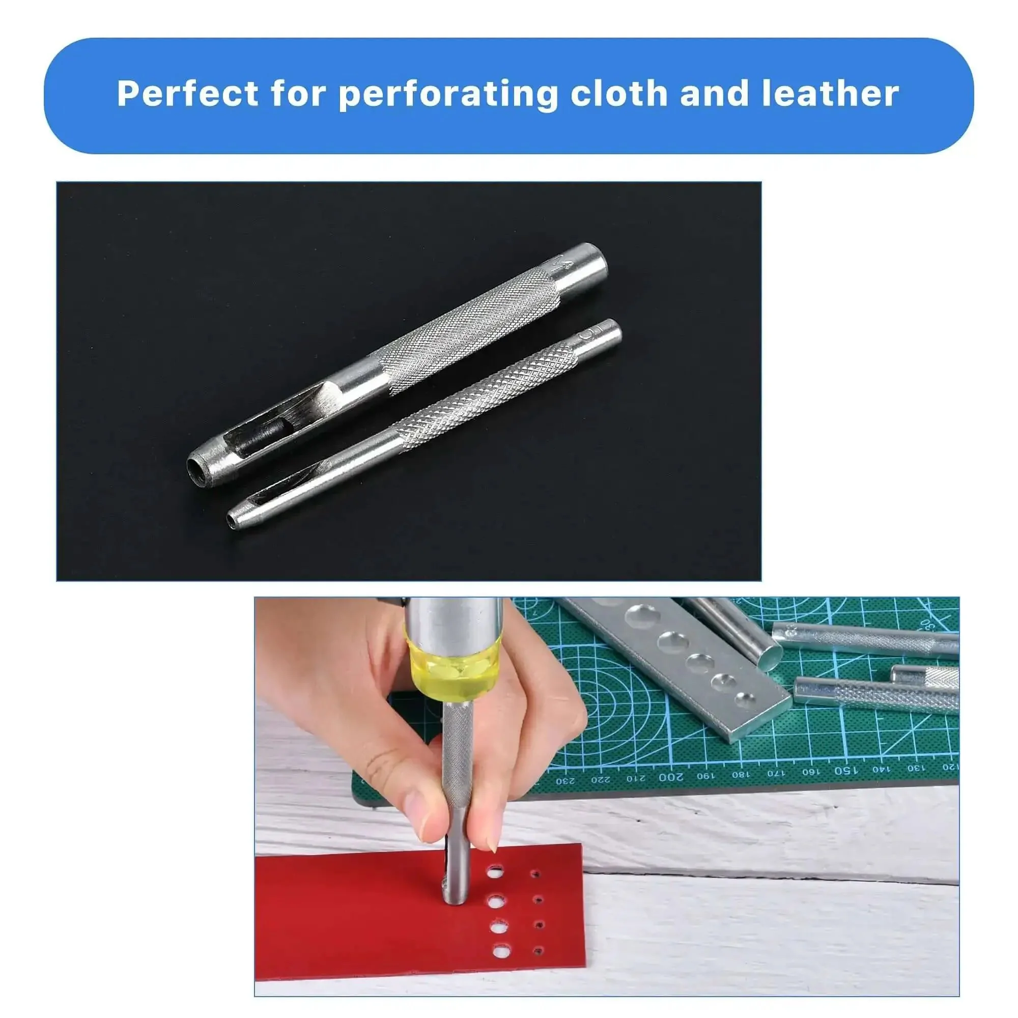 14-Piece Rivet Setter Kit For Leather Work Pro-Grade Stainless Steel Snap Rivet Tools With Non-Slip Base Die Punch Leather Craft Kit For Bags Belts Wallets And DIY Projects - Image 4