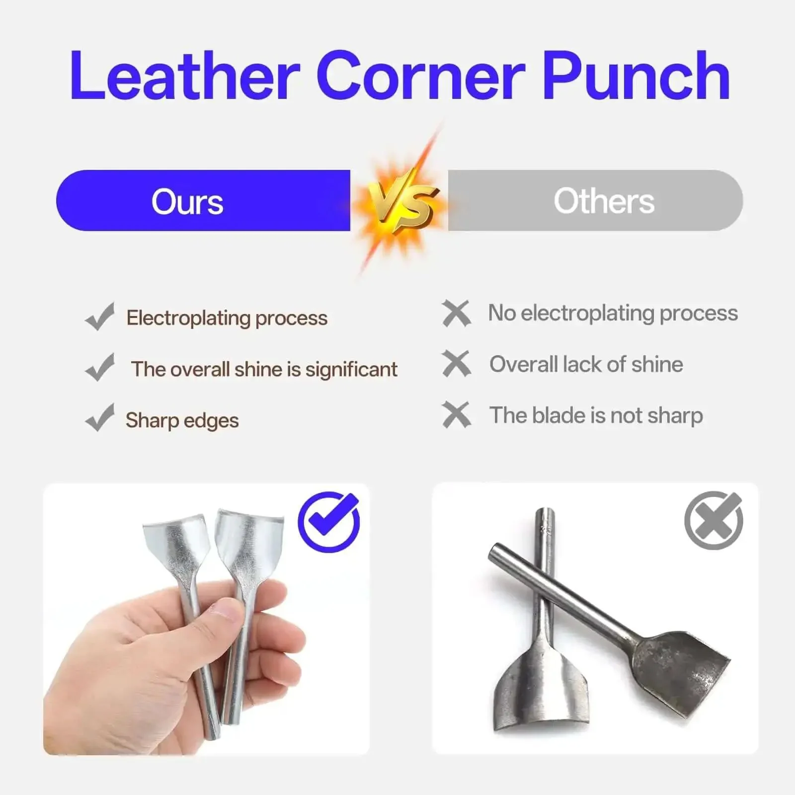 14 Size Leather Corner Punch Set With Half Round And Quarter Round Punches, Rubber Hammer, Arc Shaped Leather Edge Cutter For DIY Wallet, Strap And Belt Making, Includes 10 To 40 mm Punches - Image 3