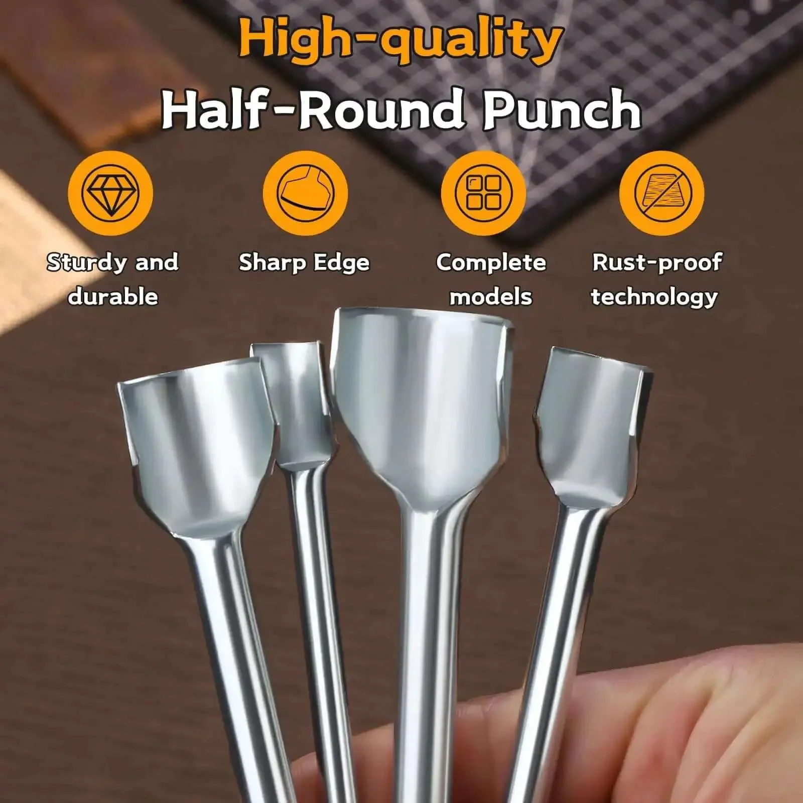 14 Size Leather Corner Punch Set With Half Round Punches And Leather End Punch Kit, Includes Double Sided Nylon Hammer, Great For Belts, Purses, Wallets And DIY Projects, 10mm To 40mm - Image 6