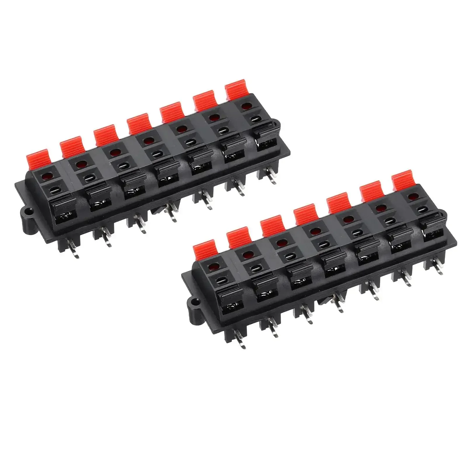 14 Way Spring Terminal Clip Push Release Connector Plate Jack Socket For Speaker Terminals Strip Block Test Clip WP14-03B 2Pcs Red Blue Black Color Coding DIY Audio Upgrade Accessory