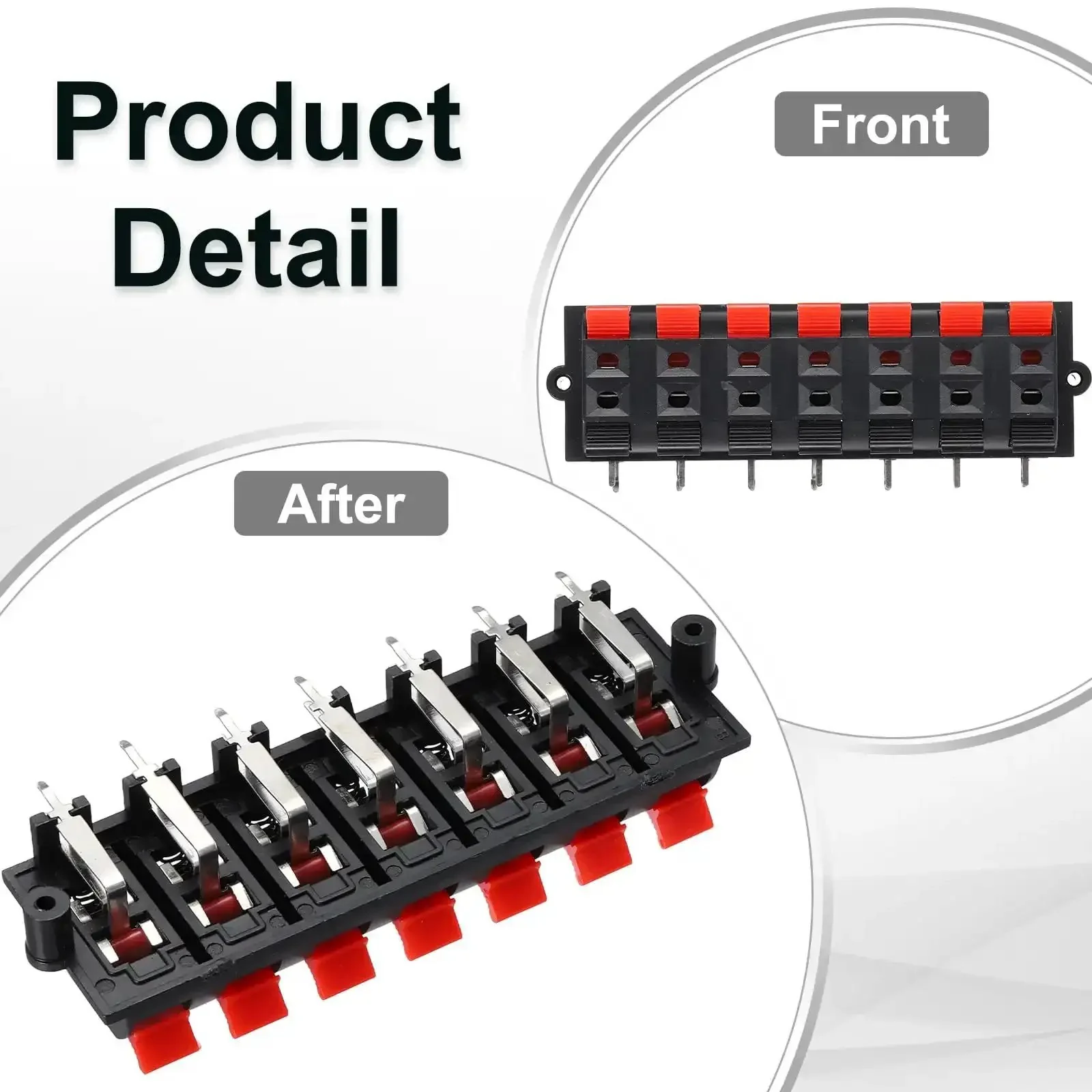 14 Way Spring Terminal Clip Push Release Connector Plate Jack Socket For Speaker Terminals Strip Block Test Clip WP14-03B 2Pcs Red Blue Black Color Coding DIY Audio Upgrade Accessory - Image 4