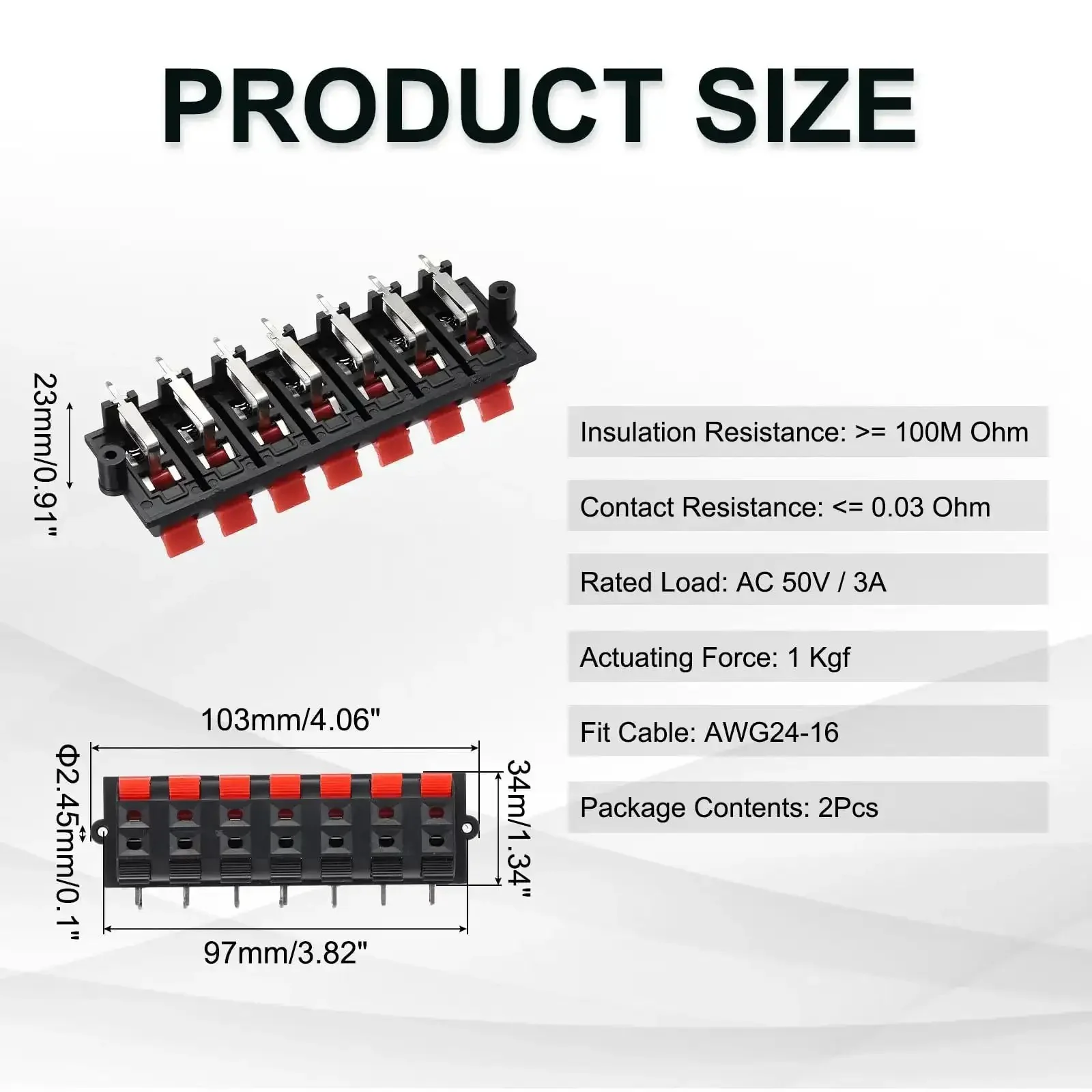 14 Way Spring Terminal Clip Push Release Connector Plate Jack Socket For Speaker Terminals Strip Block Test Clip WP14-03B 2Pcs Red Blue Black Color Coding DIY Audio Upgrade Accessory - Image 6