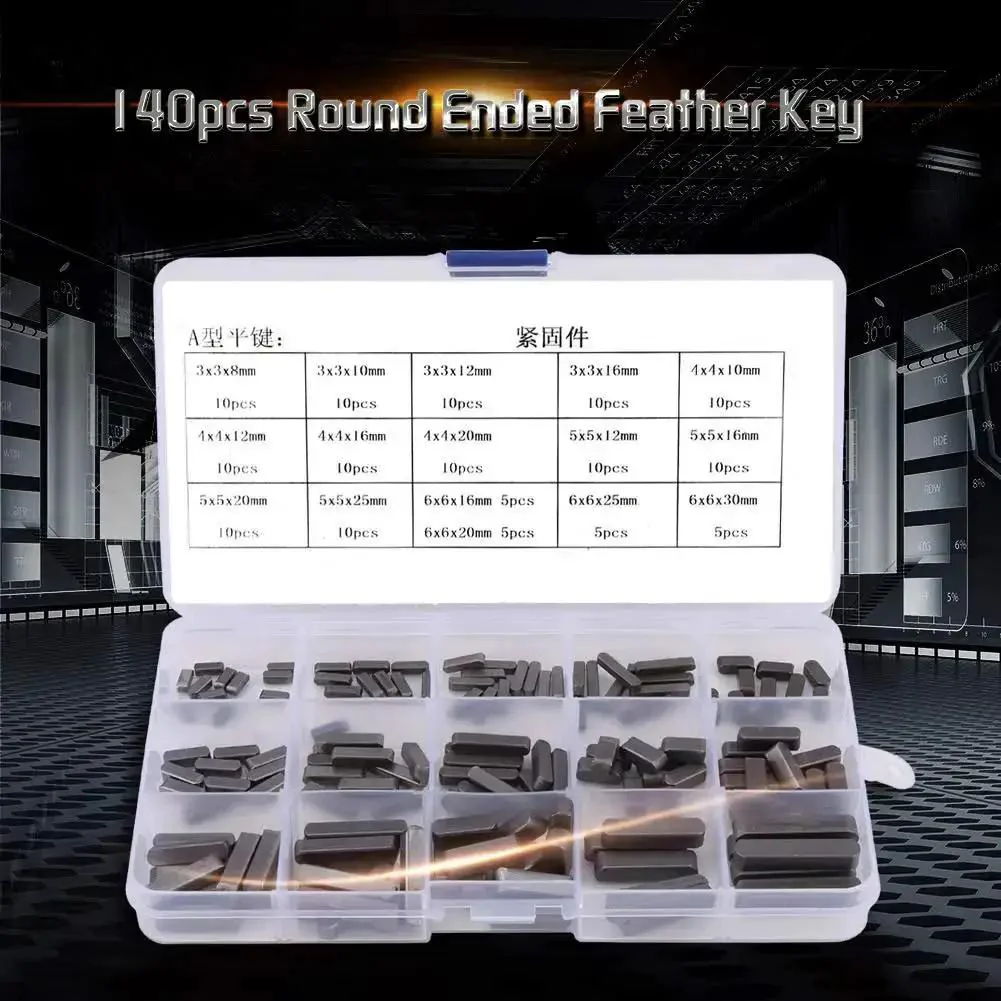 140 Piece Round Ended Drive Shaft Keys Set In Metric Key Stock For Fasteners Pro Grade Stainless Steel With Organized Case Built To Last For Mechanical Projects Includes 8mm 10mm 12mm 16mm 20mm 25mm 30mm - Image 3