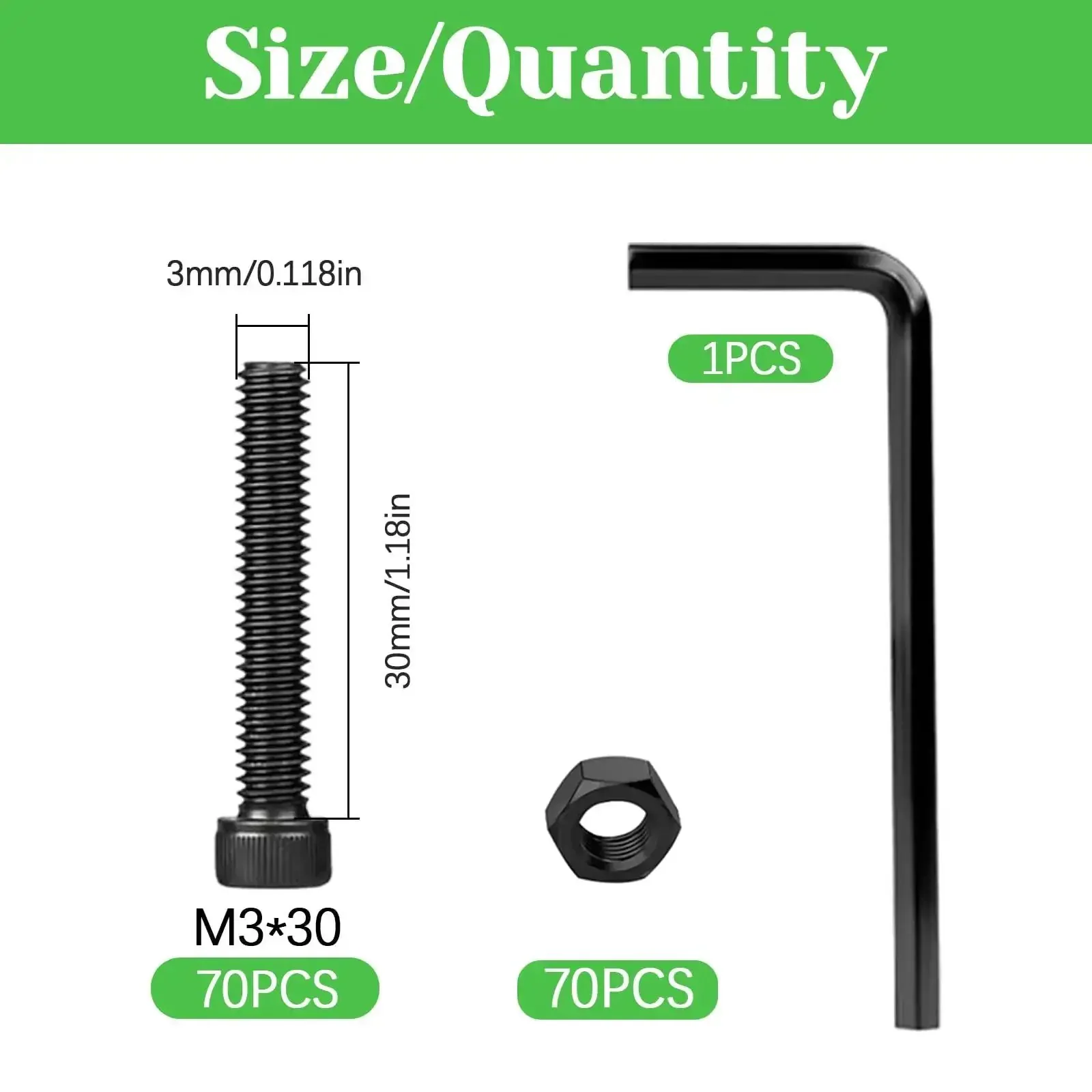140 Pieces M3x30mm Hex Socket Head Cap Screws Bolts Made From Carbon Steel With Black Oxide Finish Allen Drive Full Threads Includes Hex Spanner Built Tough For Home Improvement Heavy Duty Hardware For Furniture And Light Industrial Projects - Image 7