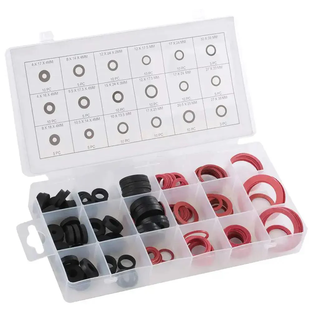 141Piece NBR Tap Seal Washer Plumbing Gasket Assortment Kit With Handy Organizer Box Including Gasket Retaining Rings For Taps Valves Pumps Auto Parts Air Cylinders And Bearings