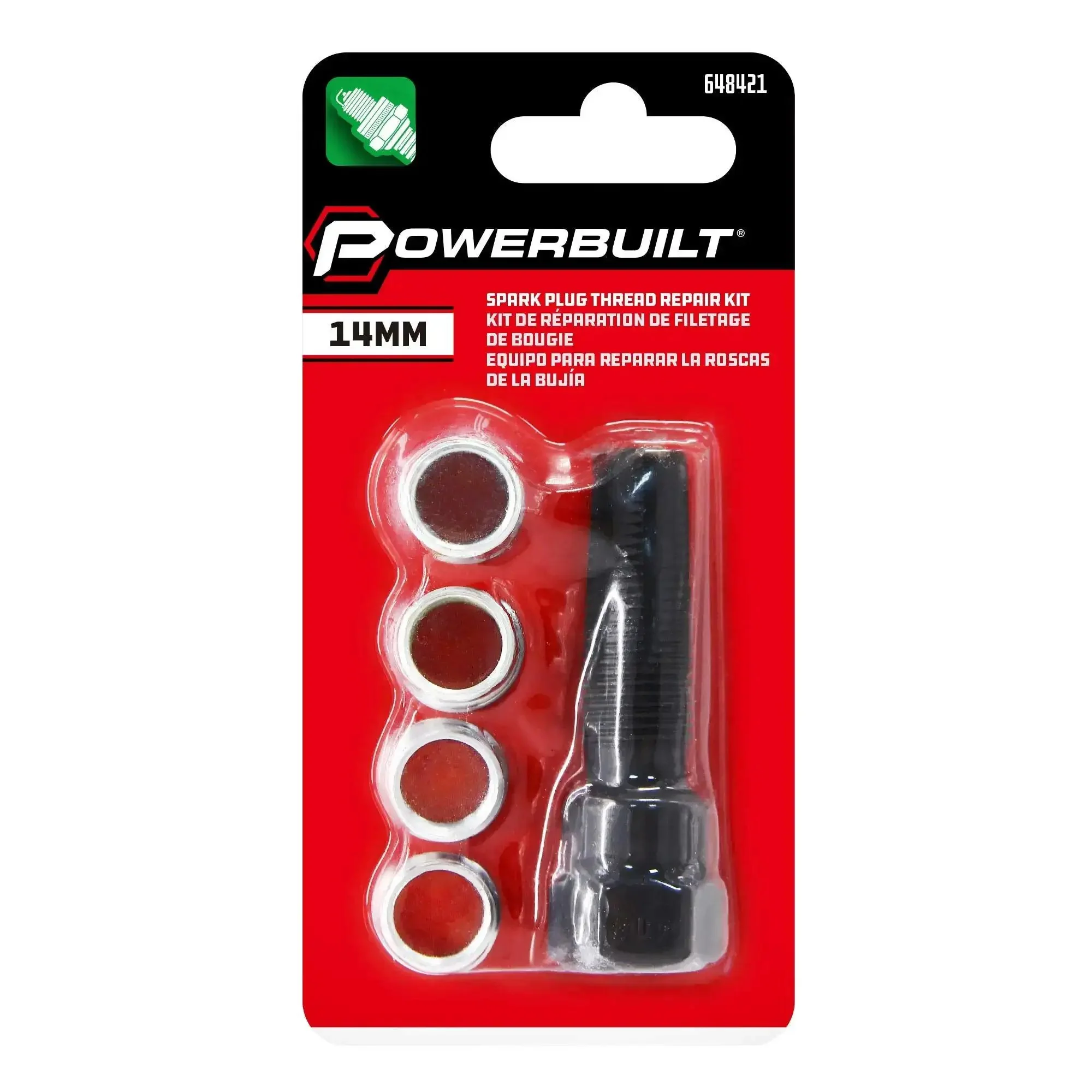 14mm Spark Plug Thread Repair Kit For Aluminum Cylinder Heads With Rethread Tap And Four Inserts Including Two 7/16 Inch, One 5/8 Inch And One 13/16 Inch To Repair Damaged Spark Plug Holes - Image 2