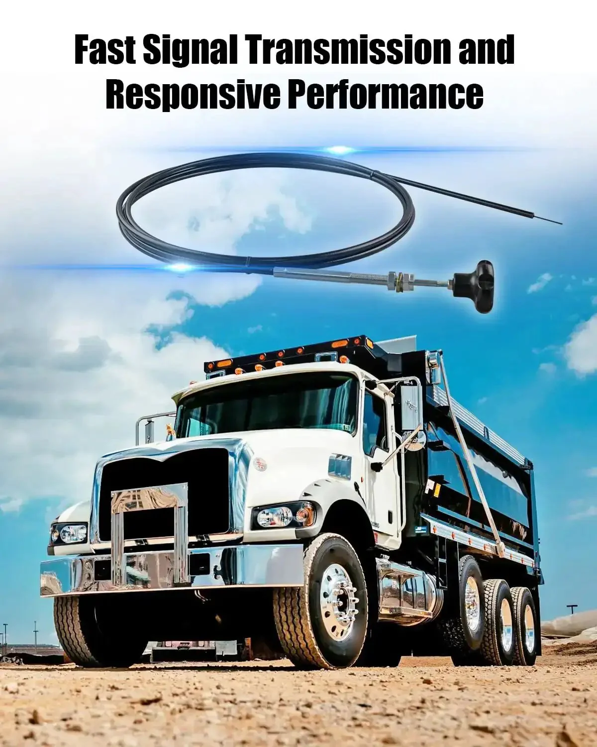 15 Ft PTO Control Cable With 2 Inch Black Knob For Dump Trucks And Heavy Equipment Replacement 55199 Universal Fit Built To Last Durable And Tough As Nails Easy Push Pull Operation - Image 3
