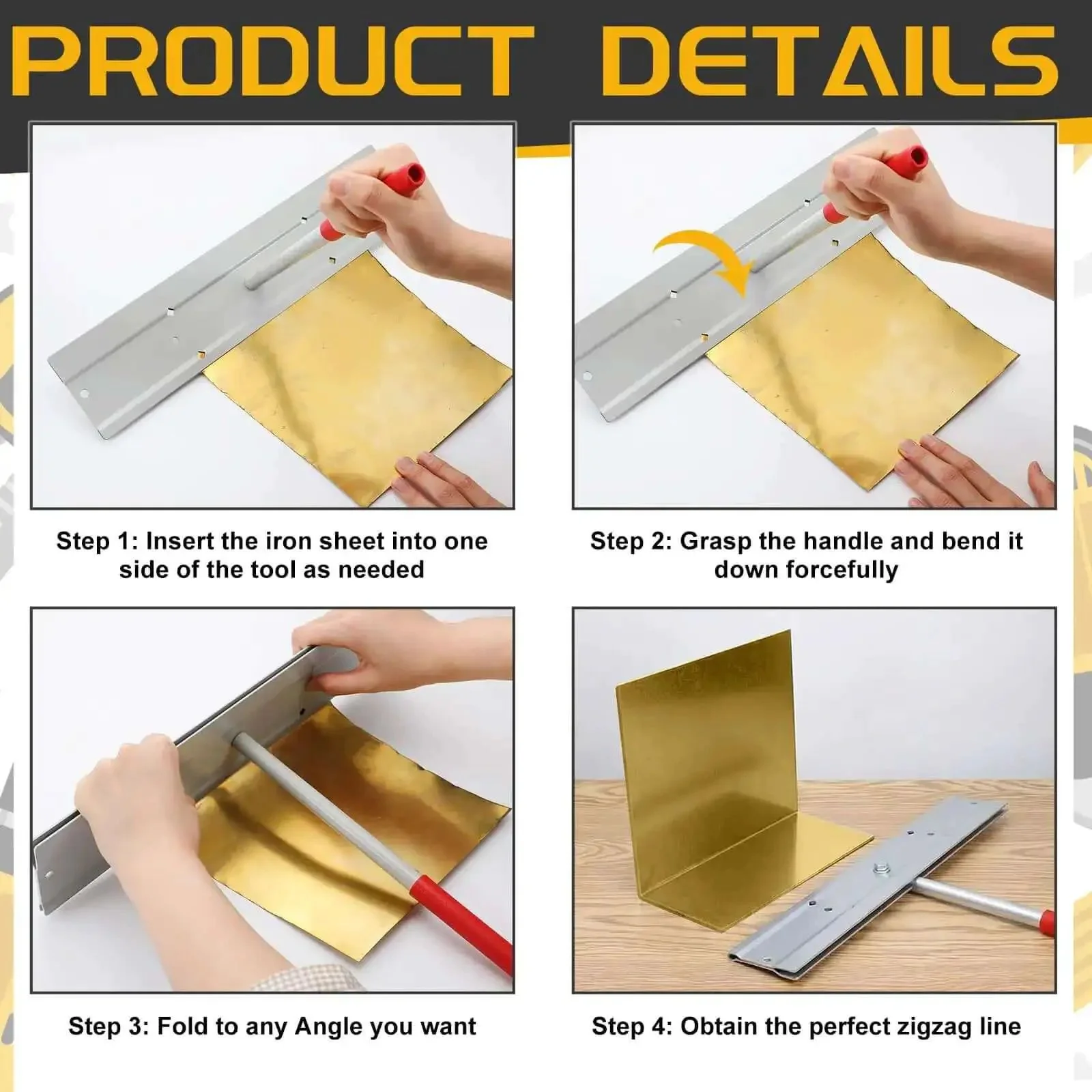 15 Inch Sheet Metal Bender Tool For HVAC Ductwork And Standing Seam Roofing Panels, Pro Grade Handy Hemming And Forming, Three Eighths Inch And One Inch Fold Depths, Bends Up To 16 Gauge Steel - Image 2