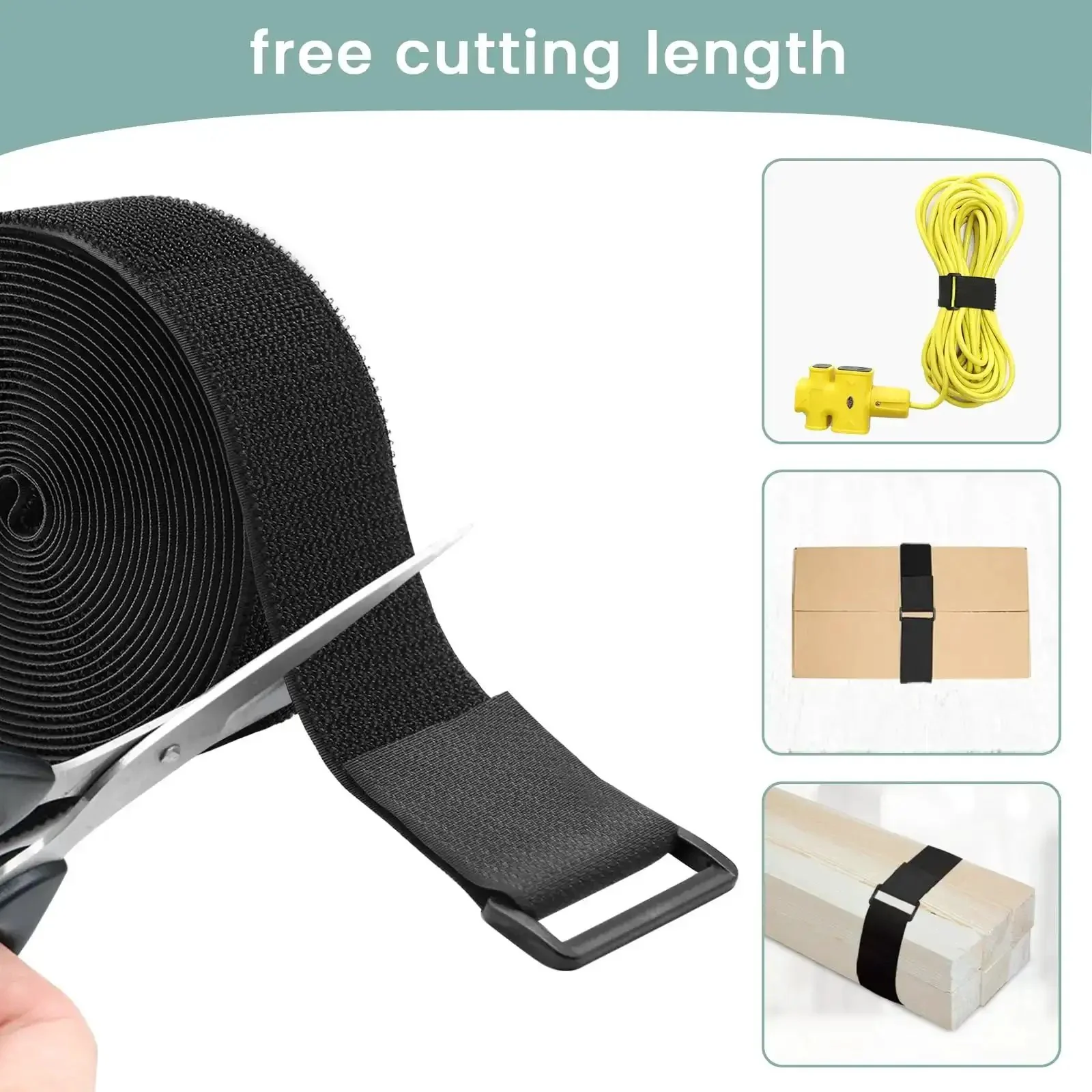1.5 Inch Wide Cinch Straps 16 Foot Heavy Duty Nylon Cable Ties With 20 Buckles For Custom Lengths And Easy Organization Reusable Black Straps With Hook And Loop For Storage And DIY Projects - Image 6