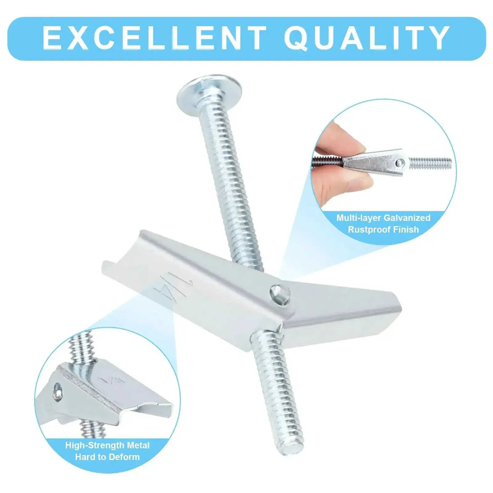 15 Pcs One Quarter Inch Heavy Duty Drywall Anchors And Screws Toggle Bolts Wing Nuts Hollow Wall Anchors Assortment Kit For Hanging Lamps And Heavy Items In Home Renovation Projects - Image 6