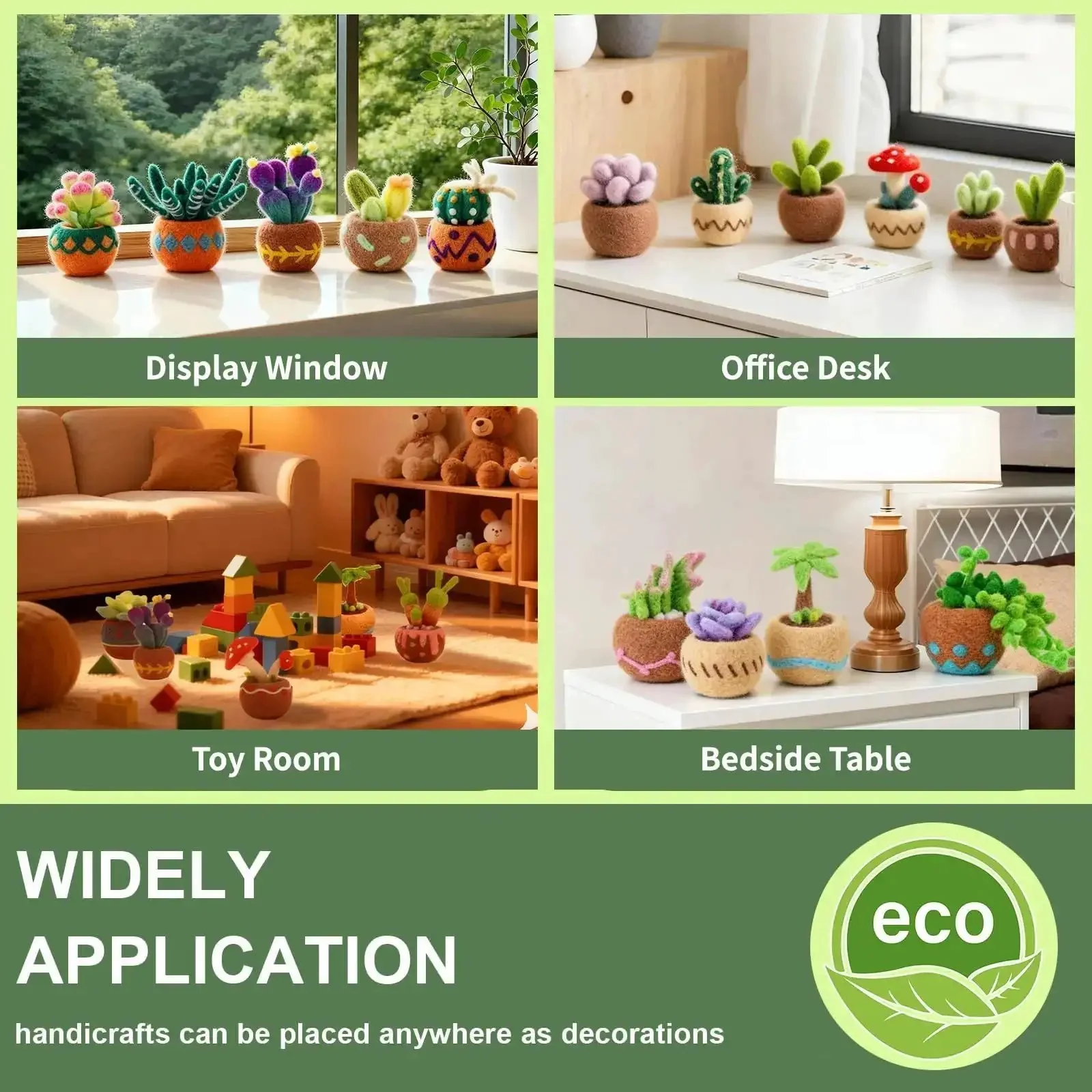 15 Piece Beginner Friendly Succulent Needle Felting Kit With Wool Roving, Felting Mat, Needles, And Step By Step Instructions For DIY Home Decor Crafts Great For Beginners And Crafters Alike, Ideal For Making Cute Mini Plants And Tableside Decor - Image 5