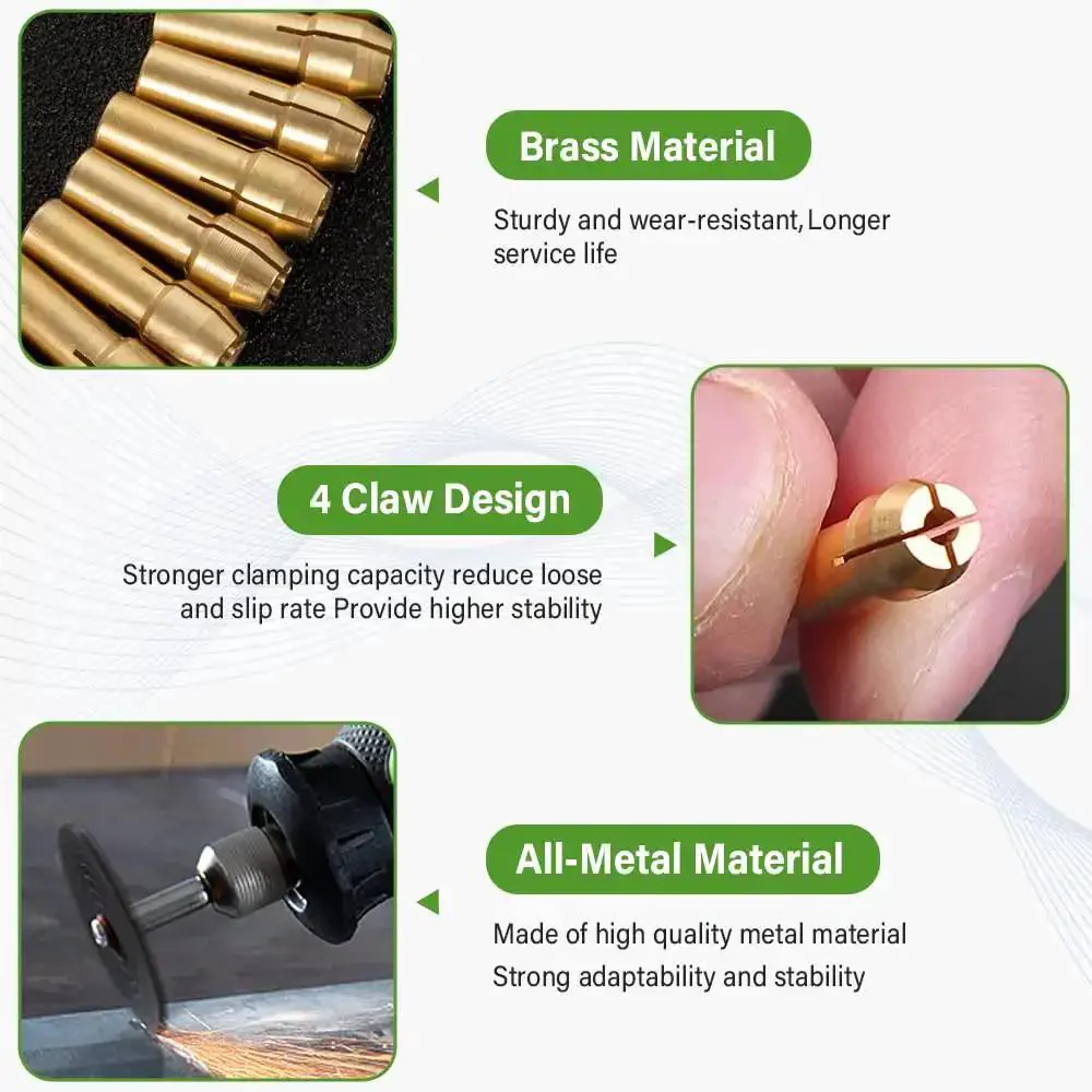 15 Piece Drill Chuck Collet Kit for Rotary Tools 0.8 To 3.2mm Shank, Quick Change, Keyless, Replacement 4486 With Brass Collet Nut 4485, Compatible With Dremel, Perfect For Drills, Sanding, Polishing And More - Image 5