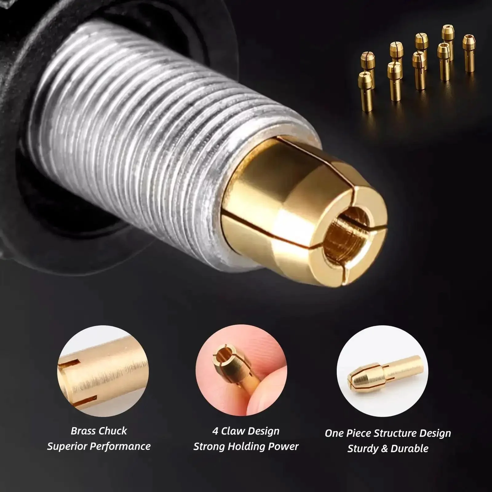 15 Piece Drill Chuck Collet Set For Rotary Tools With No Fuss Quick Change Brass Nut 0.5mm To 3.2mm Collets Replacement Accessory Compatible With Popular Models Like 3000 4000 7700 8200 - Image 5