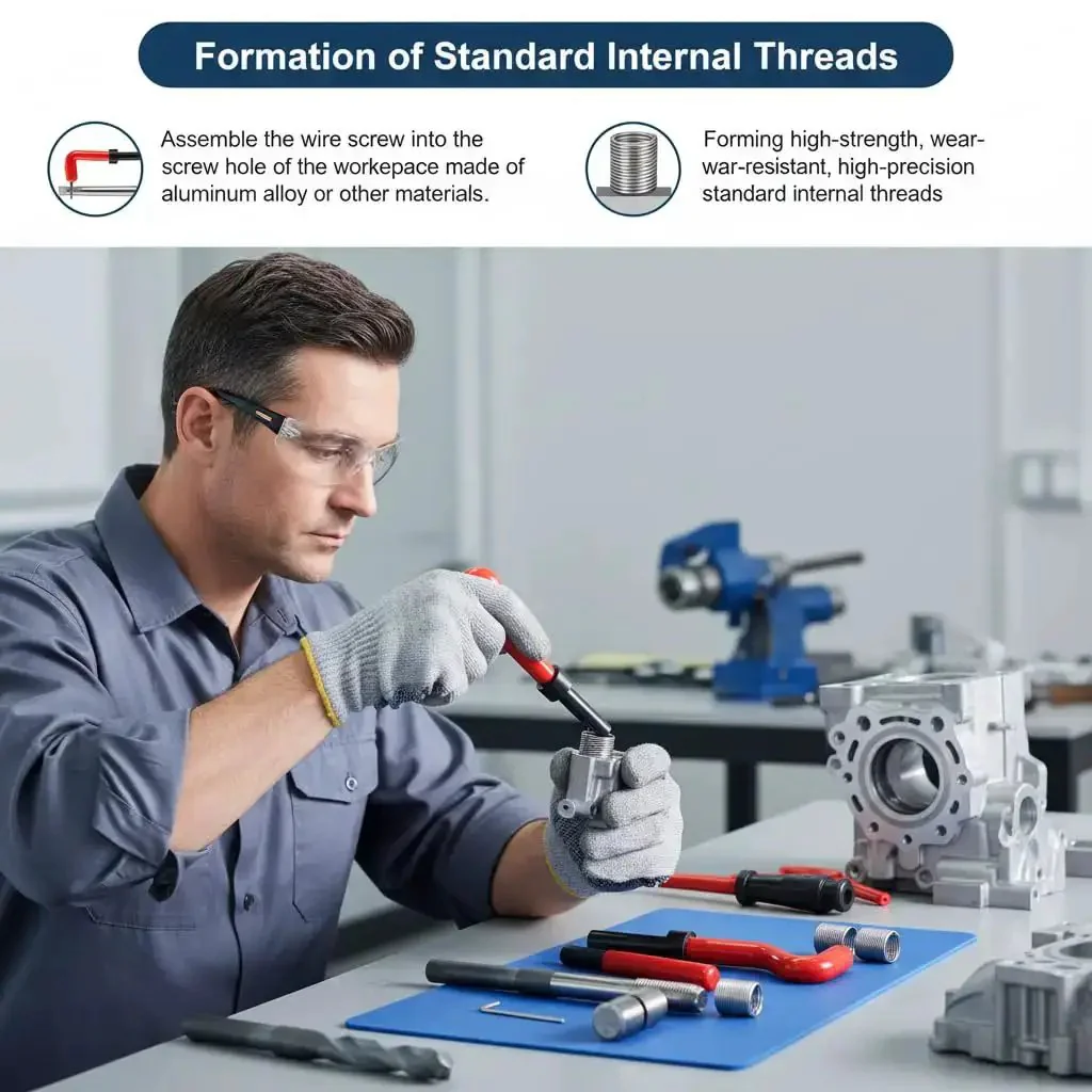 15 Piece Helicoil Thread Repair Kit M14x1.5 Female Thread Inserts Accessory Set for Repairing Internal Threaded Holes in Home Auto DIY Projects Rugged Carbon Steel Pro Grade Build for Long Lasting Use Versatile Automotive Home Repairs - Image 8