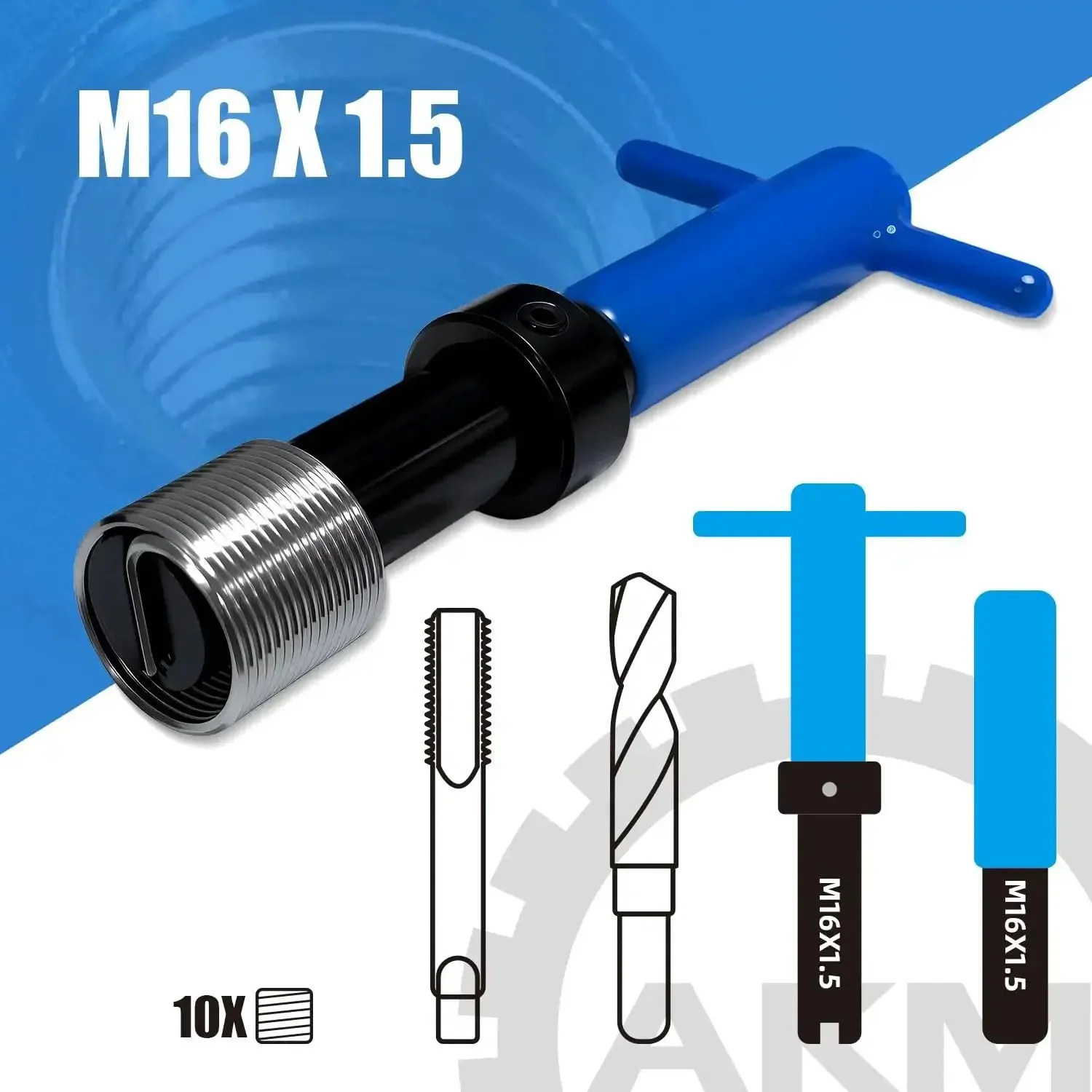 15 Piece M16x1.5 Thread Repair Kit Set With Stainless Steel Wire Coil Inserts For Durable Permanent Internal Thread Repairs In Aluminum And Metal Surfaces - Image 3