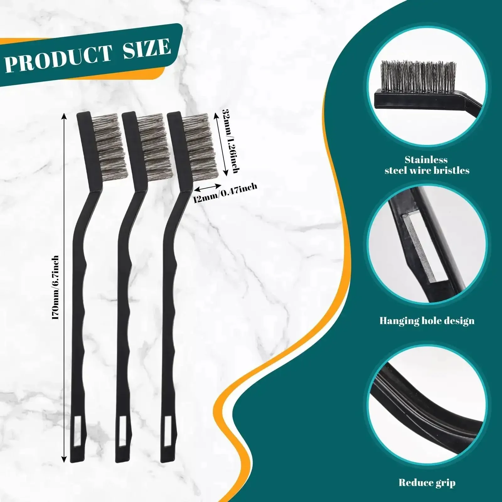 15 Piece Mini Stainless Steel Wire Brush Set With Curved Handles For Removing Rust And Welding Slag, Includes 2 Cleaning Scrapers, Durable Go To Tools For Home Shop Garage And Metalwork Projects - Image 7