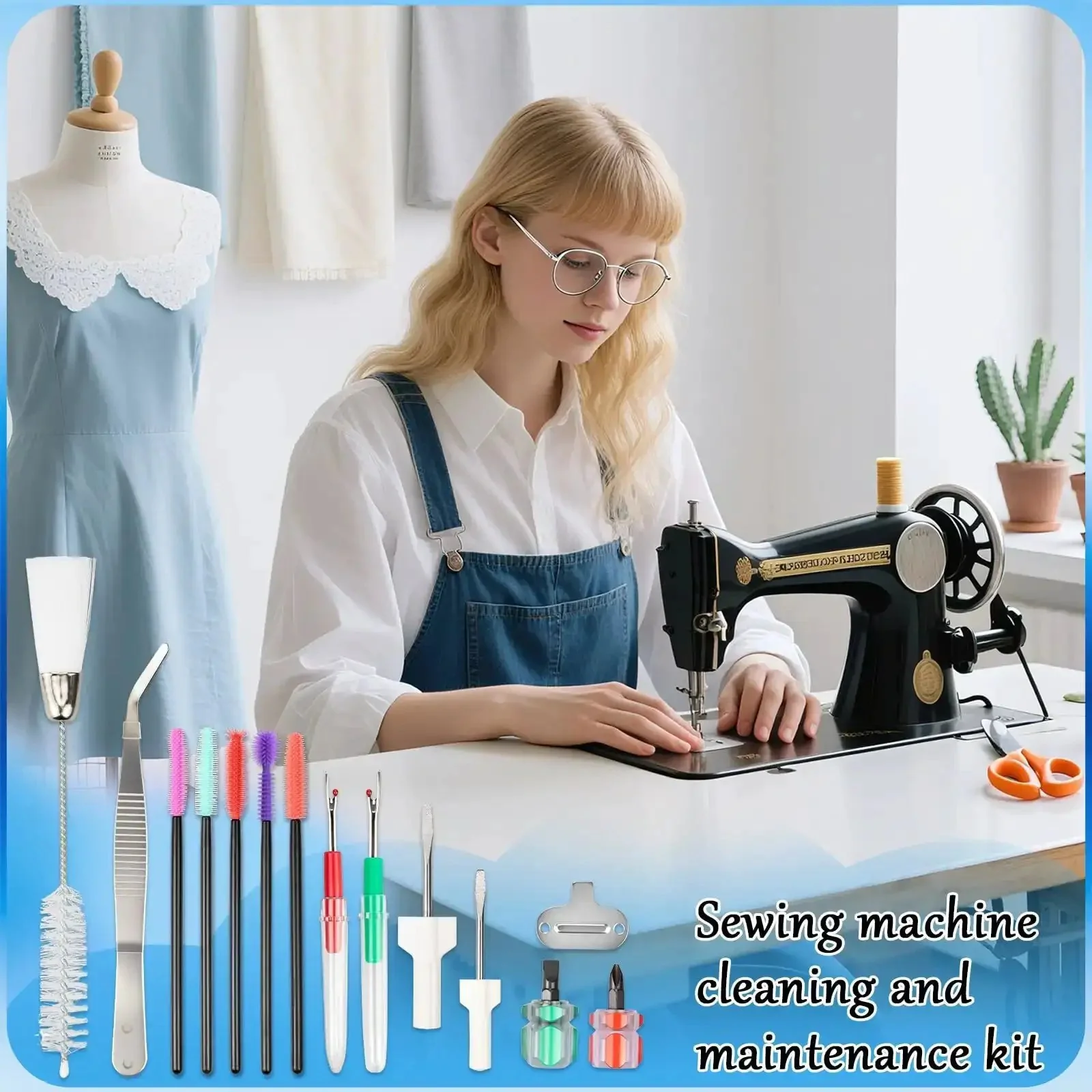 15 Piece Sewing Machine Cleaning Kit With Screwdriver, Tweezers, Double Headed Brush, Silicone Brush, Rippers, And Storage Case For Easy DIY Maintenance And Daily Machine Cleaning - Image 2