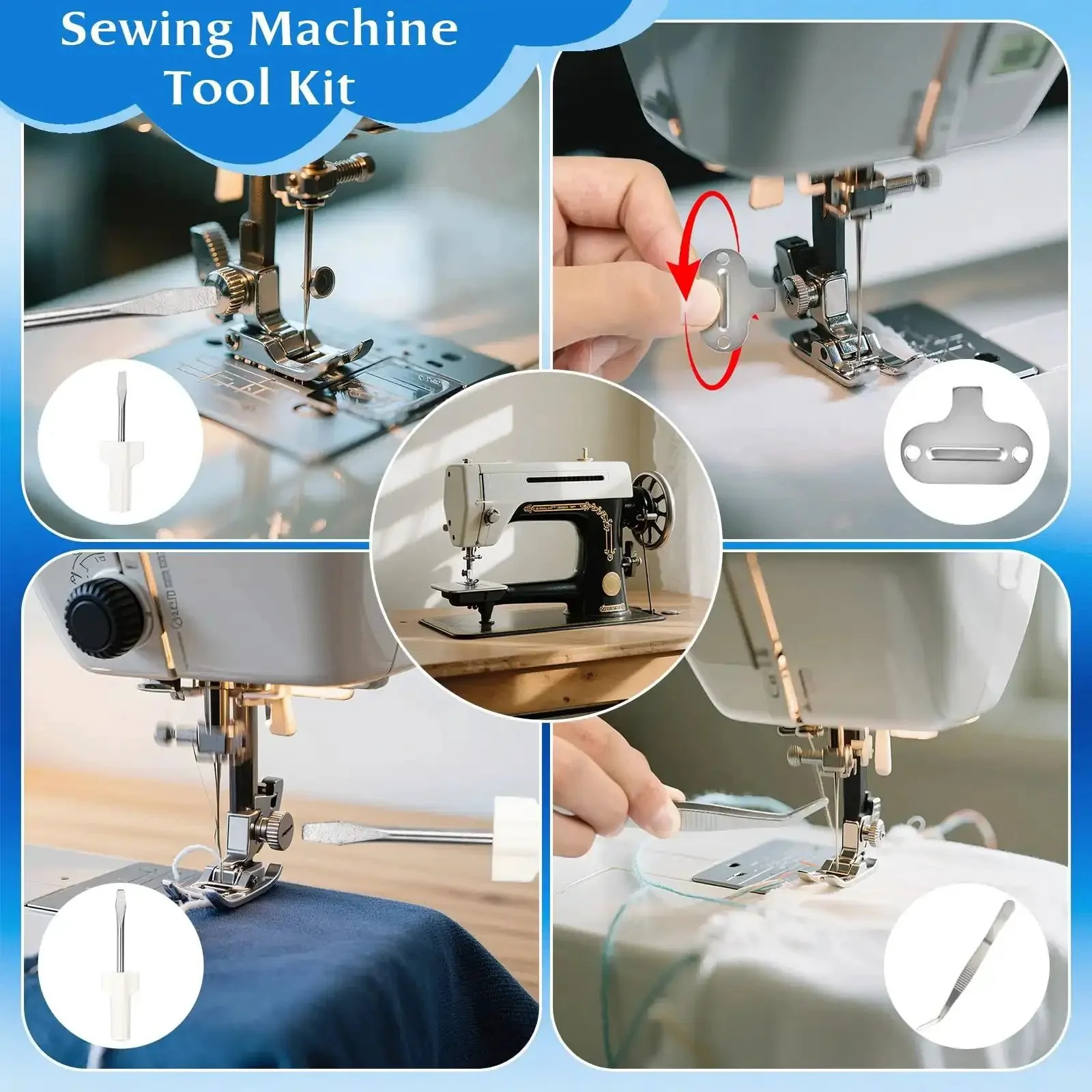 15 Piece Sewing Machine Cleaning Kit With Screwdriver, Tweezers, Double Headed Brush, Silicone Brush, Rippers, And Storage Case For Easy DIY Maintenance And Daily Machine Cleaning - Image 4