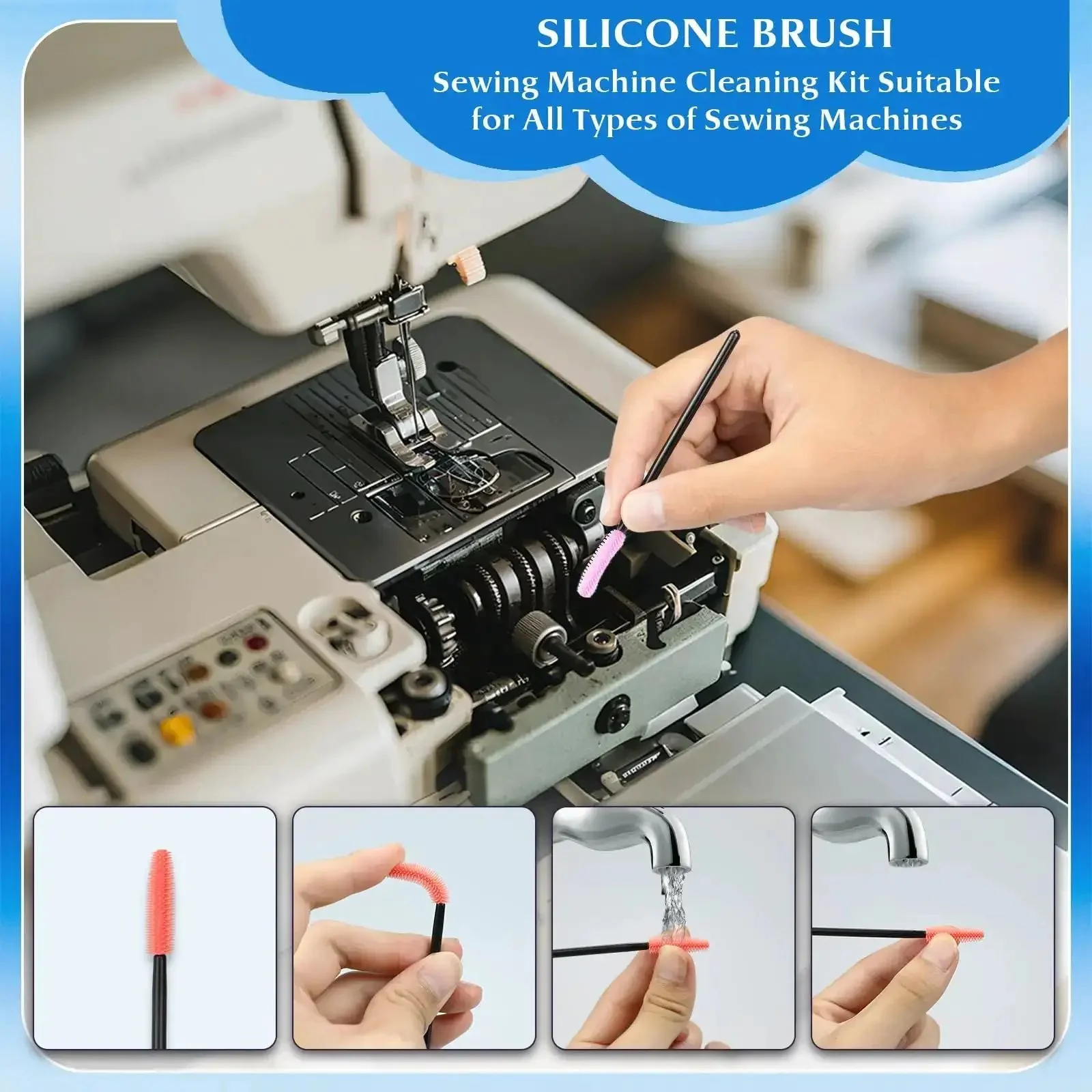 15 Piece Sewing Machine Cleaning Kit With Screwdriver, Tweezers, Double Headed Brush, Silicone Brush, Rippers, And Storage Case For Easy DIY Maintenance And Daily Machine Cleaning - Image 7