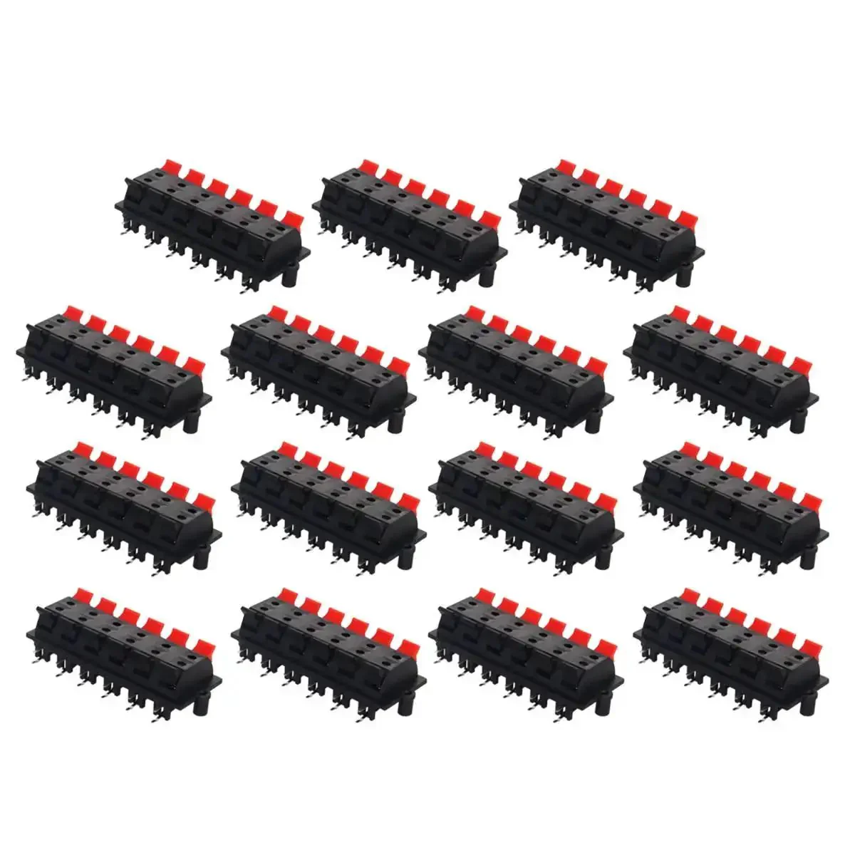 15 Piece Speaker Spring Terminal Clips 12 Way Push Release Connectors For Audio Wiring Terminal Strip Block DIY Speaker Build Kit Quick Clamp Jack Sockets For Secure Audio Connections