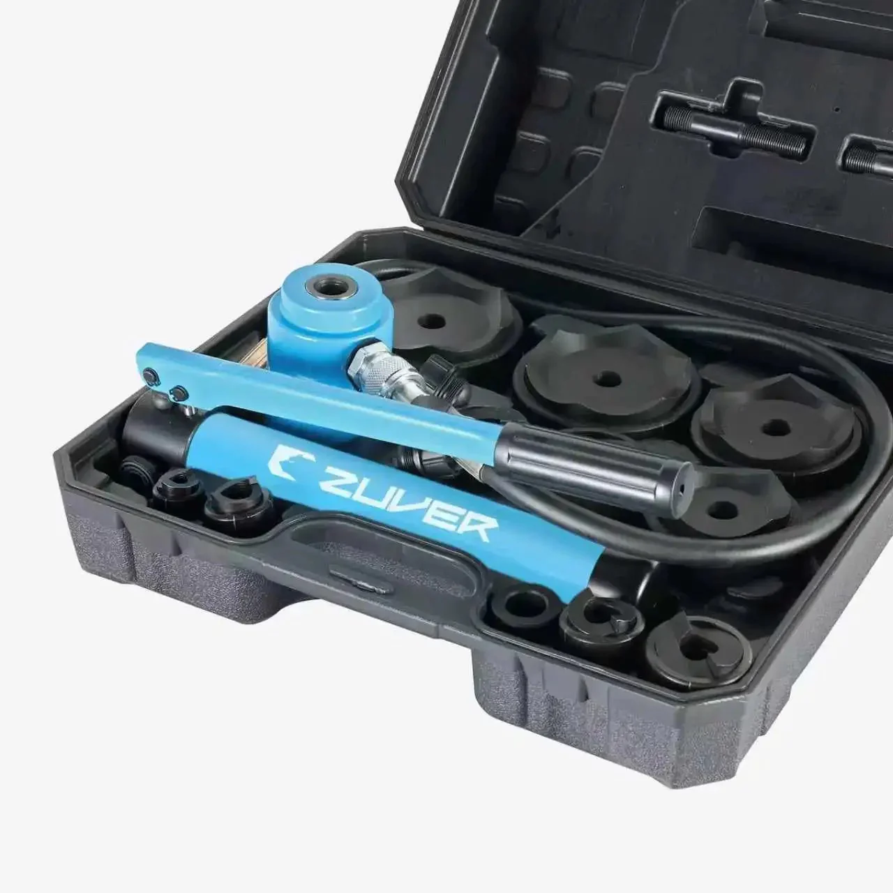 15 Ton Hydraulic Knockout Punch Set With 10 Slug Dies From 1/2 Inch To 4 Inch, Electrical Conduit Hole Cutter Kit In Durable Plastic Case, Heavy Duty Workhorse Punch Tool For Fast, Clean, Pro Grade Cuts, Includes Hydraulic Pump Driver And Draw Studs - Image 2