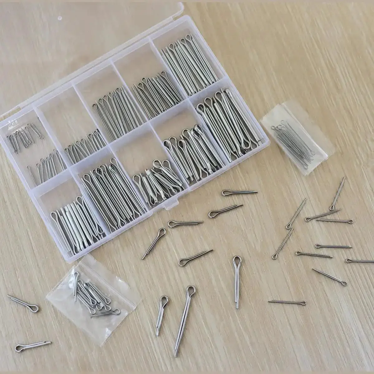 150 Pcs 304 Stainless Steel Cotter Pins Assortment Kit With 15 Sizes Split Pin Fasteners For Automotive Mechanics And Small Engine Repair A Handy Must Have Fix It Kit For DIYers - Image 2