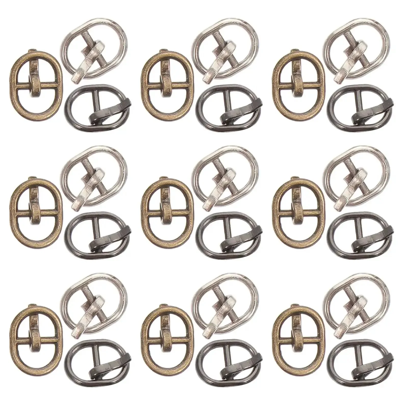 150 Pcs Mini Buckles Alloy Tiny Sewing Fasteners With Single Prong Quick Release For Doll Clothes Shoes Bags Belts Craft Diy Projects Mixed Silver Gunmetal Antique Finish