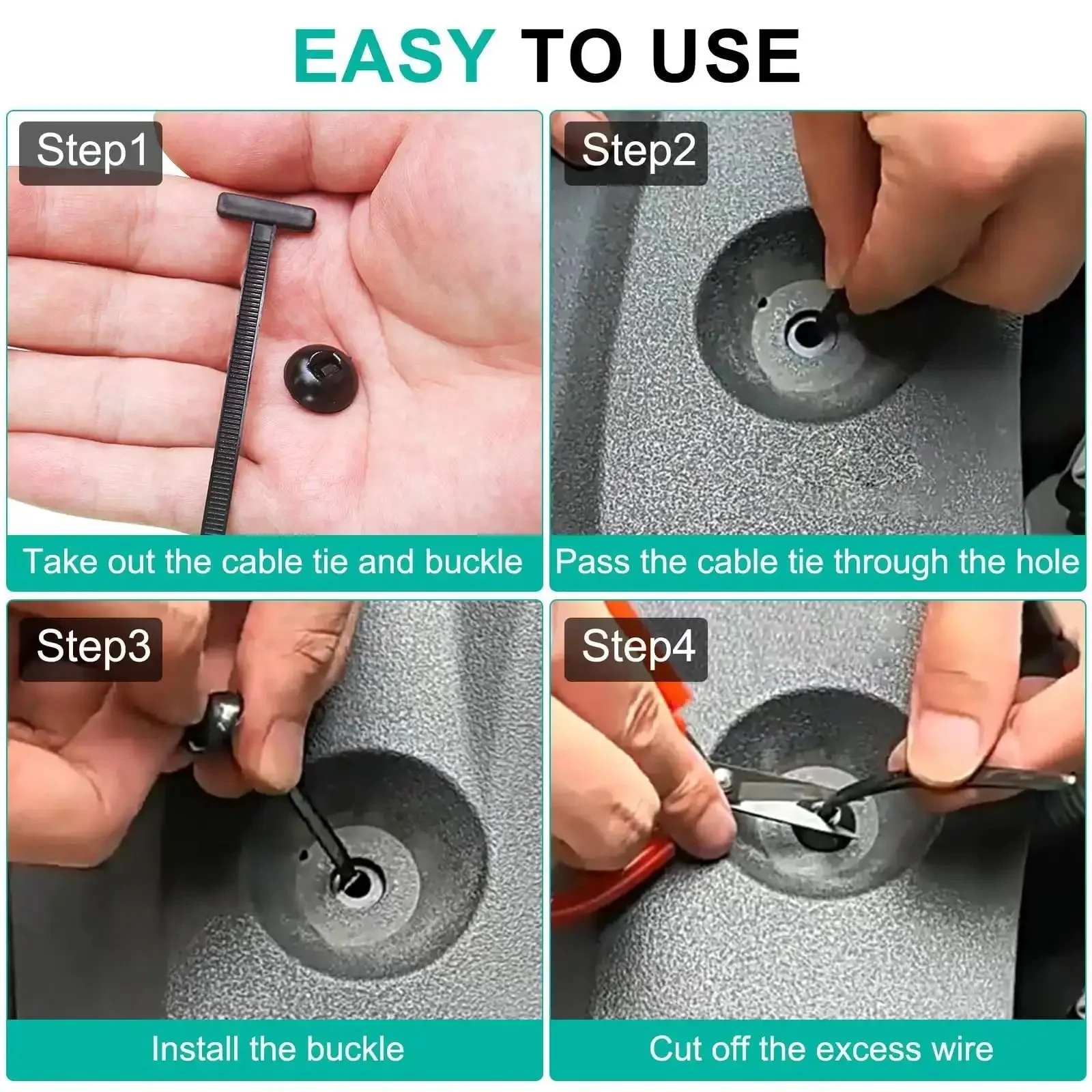 150 Pcs Nylon Universal Cable Tie Buckles For Auto Repairs And Daily Maintenance, Heavy Duty Plastic Zip Tie Style Rivets, All Purpose Fasteners To Secure Wires, Fenders, Trims, Engine Covers, Trunk Linings And Underbody Panels - Image 3