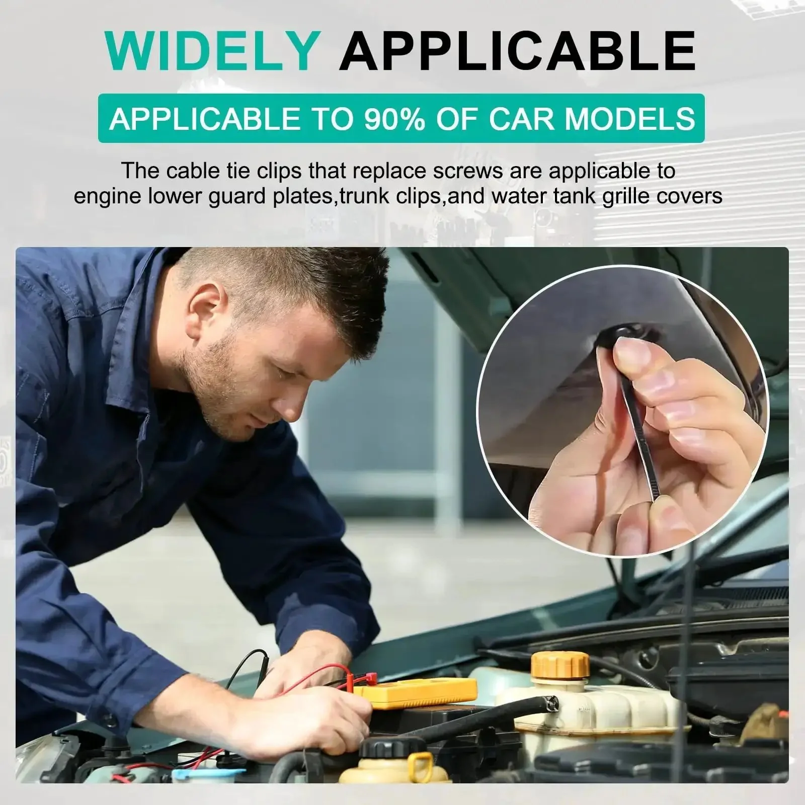 150 Pcs Nylon Universal Cable Tie Buckles For Auto Repairs And Daily Maintenance, Heavy Duty Plastic Zip Tie Style Rivets, All Purpose Fasteners To Secure Wires, Fenders, Trims, Engine Covers, Trunk Linings And Underbody Panels - Image 7