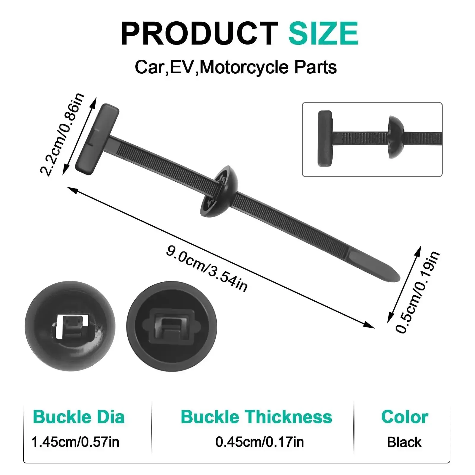 150 Pcs Nylon Universal Cable Tie Buckles For Auto Repairs And Daily Maintenance, Heavy Duty Plastic Zip Tie Style Rivets, All Purpose Fasteners To Secure Wires, Fenders, Trims, Engine Covers, Trunk Linings And Underbody Panels - Image 8