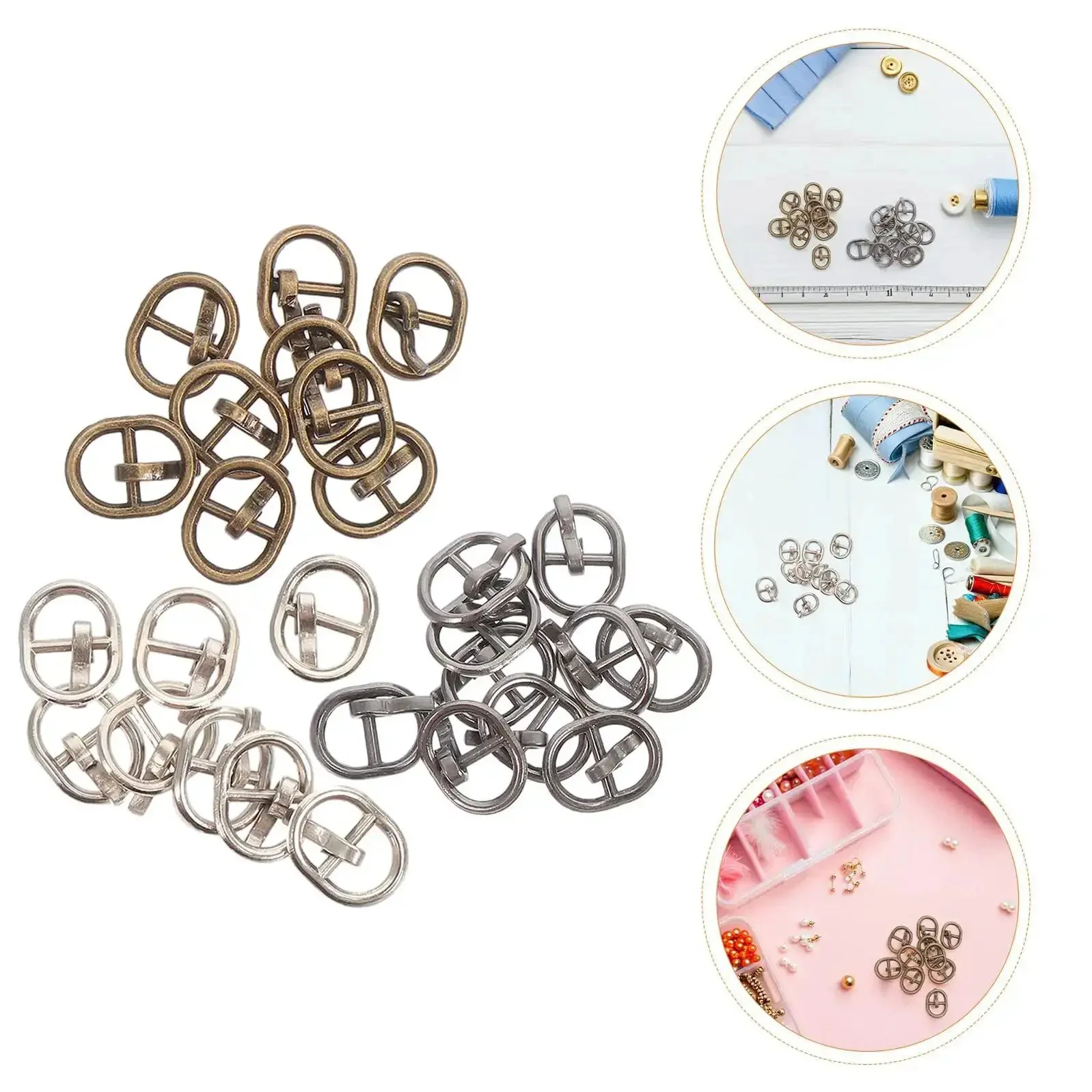 150 Piece Mini Buckle Set For Doll Clothes And Craft Projects, Small Belt Fasteners For DIY Sewing, Alloy Buckles In Silver, Gunmetal, And Antique Copper Colors For Model Miniatures And Craft Accessories - Image 3