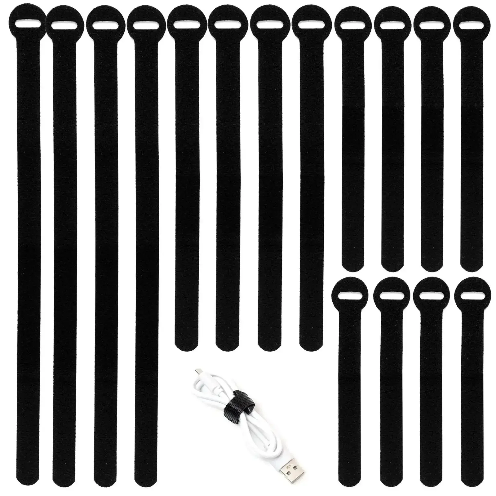 150 Piece Reusable Cable Ties Set With 4, 6, 8, 10 Inch Hook And Loop Straps, Multi Purpose Wire Ties, Adjustable Cord Organizer For Home Office And Data Center Black