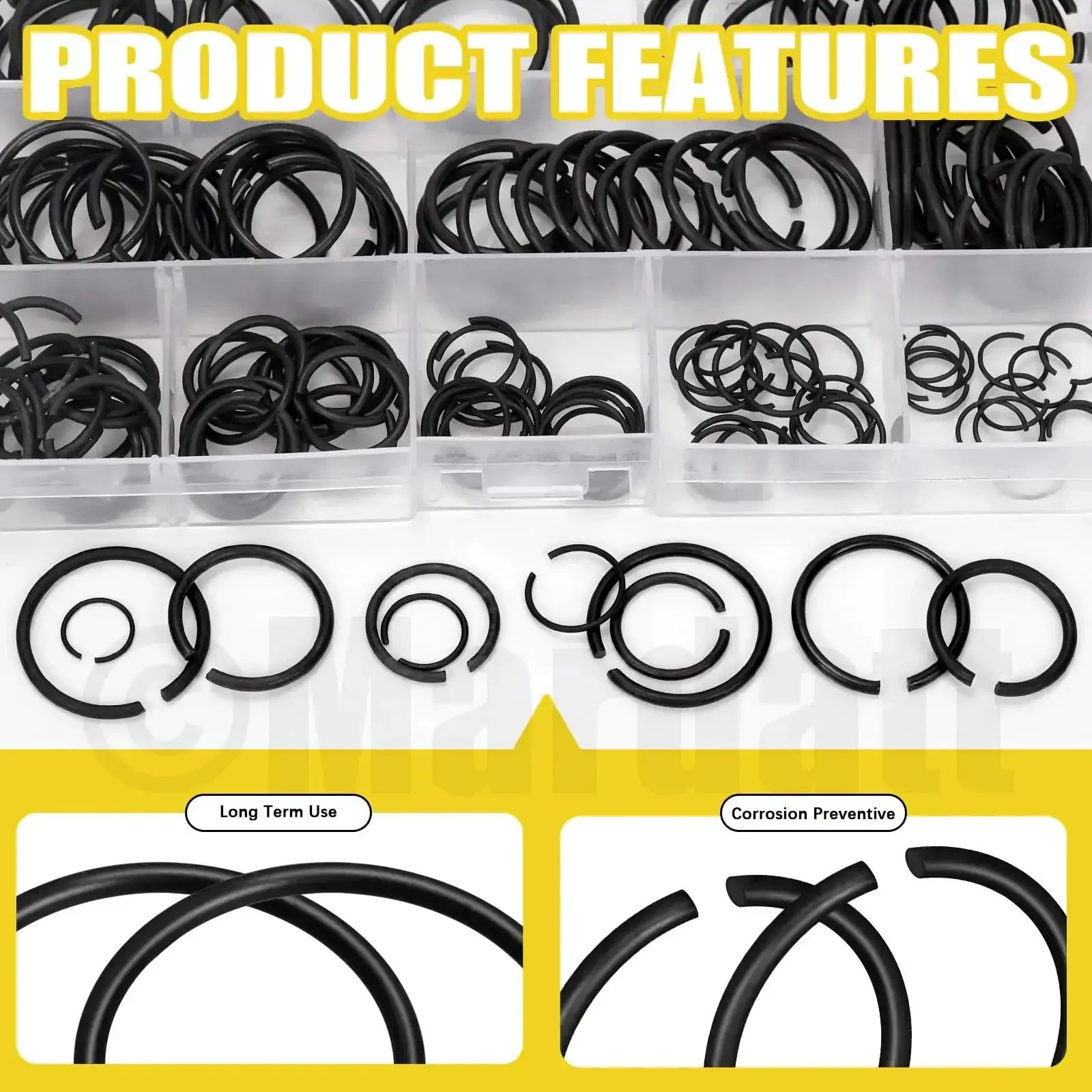 150 Piece Round Wire Snap Ring Assortment Kit With 10 Sizes From 10mm To 26mm Internal C Clips For Shafts M10 M12 M14 M16 M18 M20 M22 M24 M25 M26 Premium Steel Construction For Heavy Duty Use And Easy Mounting - Image 6