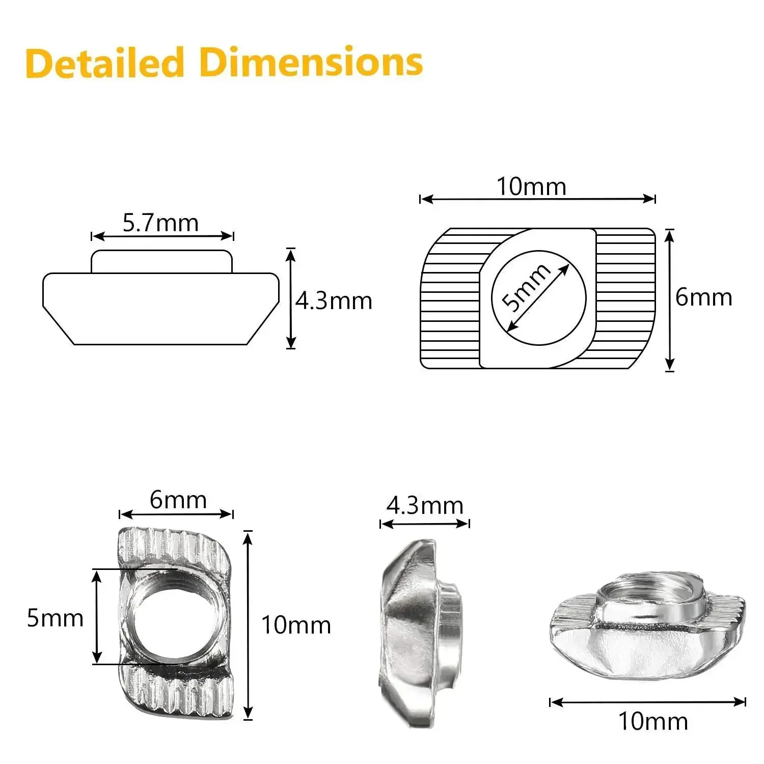 150 Pieces 2020 Series T Slot Nuts Hammer Head Fasteners Plated Carbon Steel Sliding M5 T Nuts For Aluminum Profiles Pro Grade Heavy Duty Set For CNC Routers 3D Printers Robots And Frame Builds - Image 6