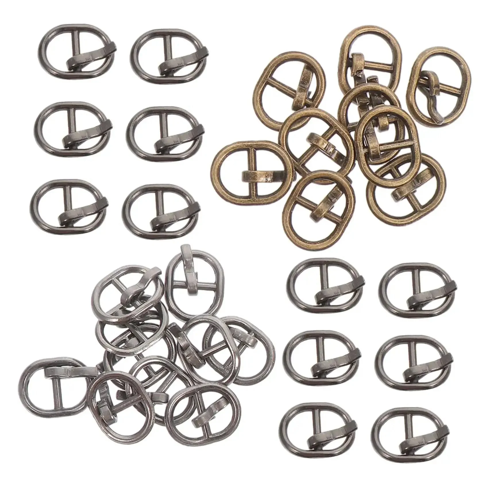 150 Pieces Mini Belt Fasteners Tiny Alloy Buckles For Doll Clothes And Shoes Diy Crafting Mixed Silver Gunmetal Antique Bronze Colors Easy Assembly Miniature Sewing Accessories