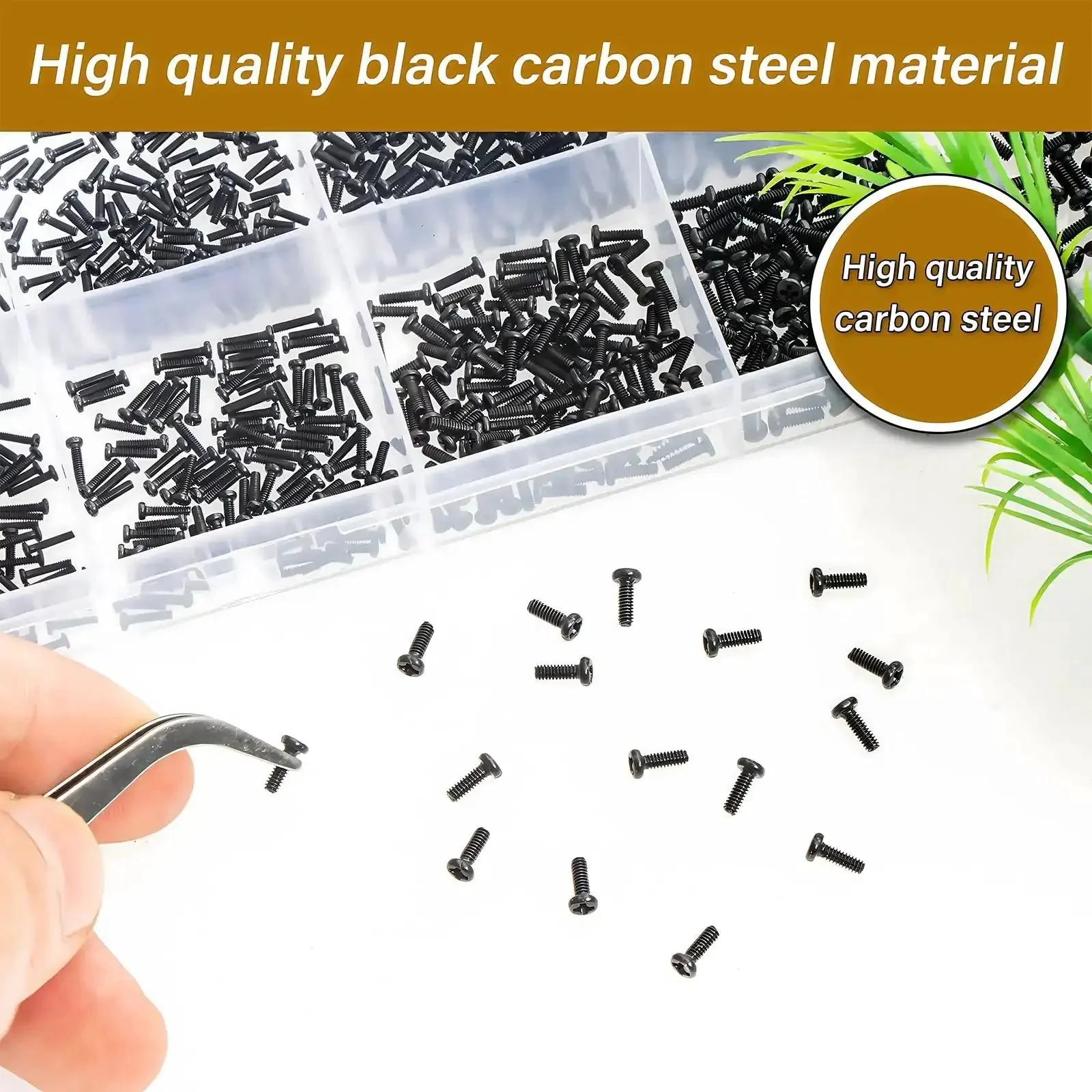 1500 Pcs Tiny Micro Repair Screws Set Black Carbon Steel Phillips Pan Head M1 To M1.7 Assortment For Eyeglasses Watches Clocks Mobile Phones And Small Electronics - Image 6
