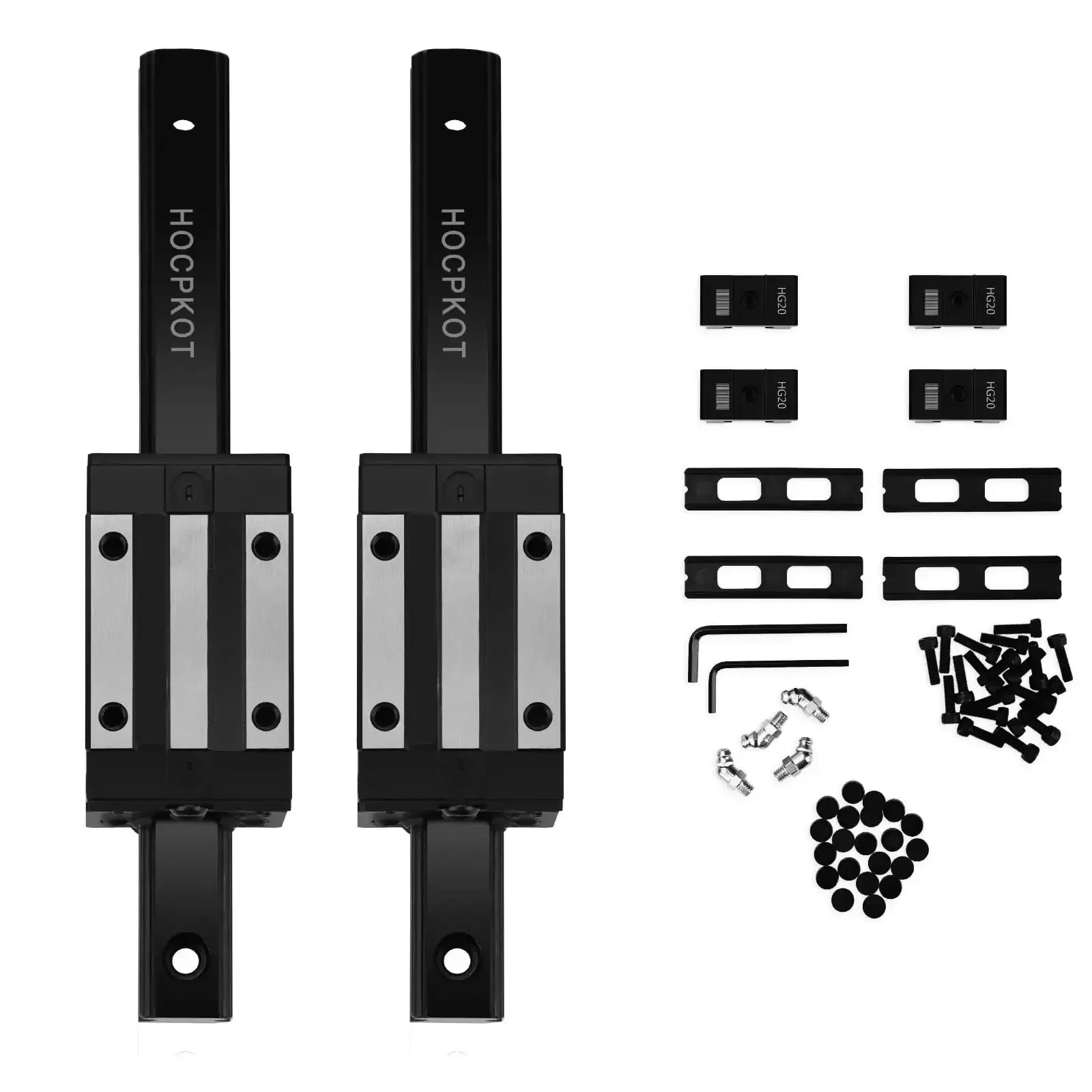 150mm Linear Guide Rail Kit With 2 Rails And 2 Carriages HGH20CA Sliding Blocks And End Stops For Smooth Low Noise DIY CNC Rigs Routers Molding Machines And Auto Projects