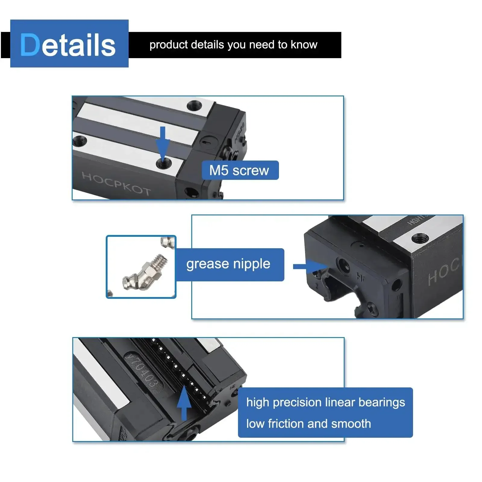 150mm Linear Guide Rail Kit With 2 Rails And 2 Carriages HGH20CA Sliding Blocks And End Stops For Smooth Low Noise DIY CNC Rigs Routers Molding Machines And Auto Projects - Image 4