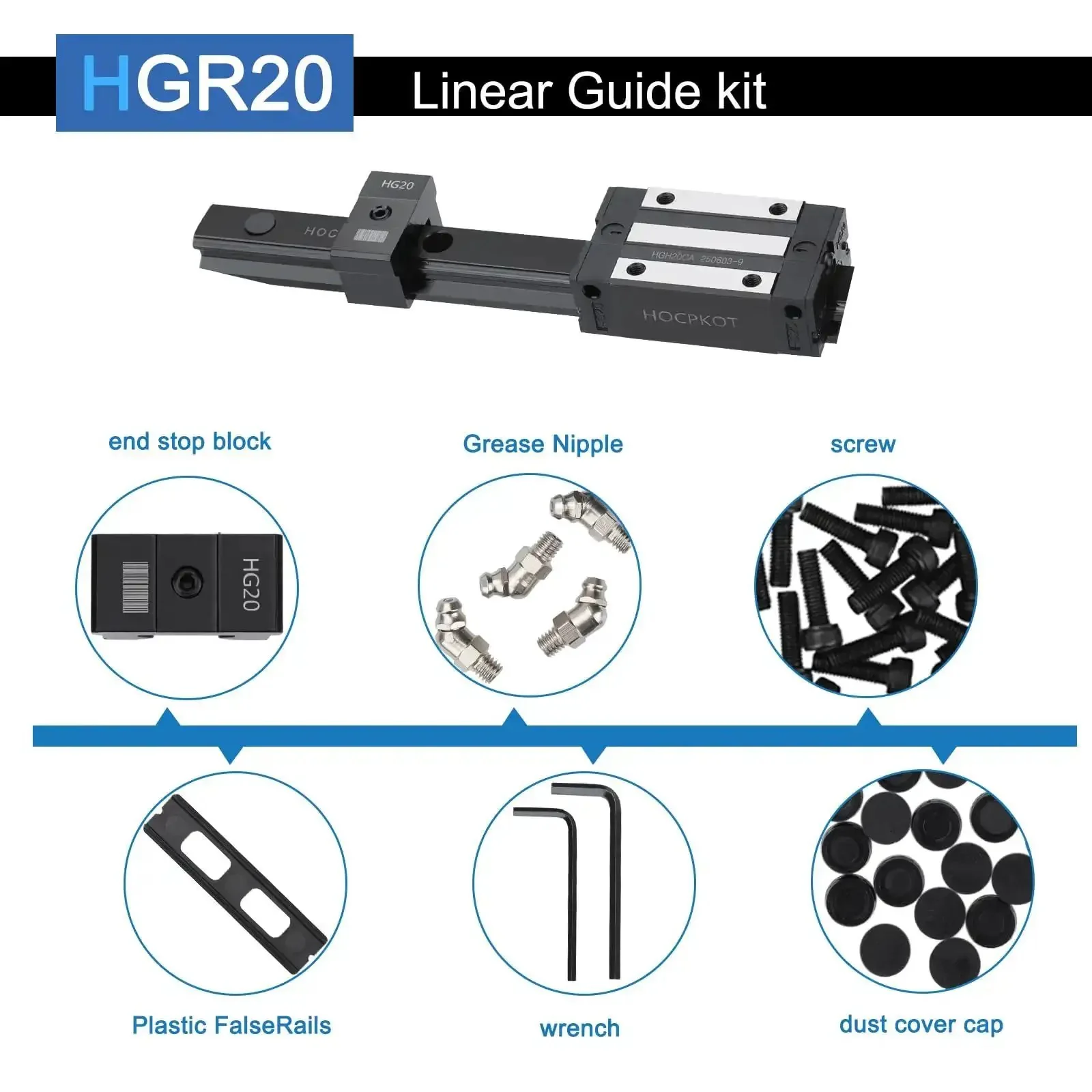 150mm Linear Guide Rail Kit With 2 Rails And 2 Carriages HGH20CA Sliding Blocks And End Stops For Smooth Low Noise DIY CNC Rigs Routers Molding Machines And Auto Projects - Image 5