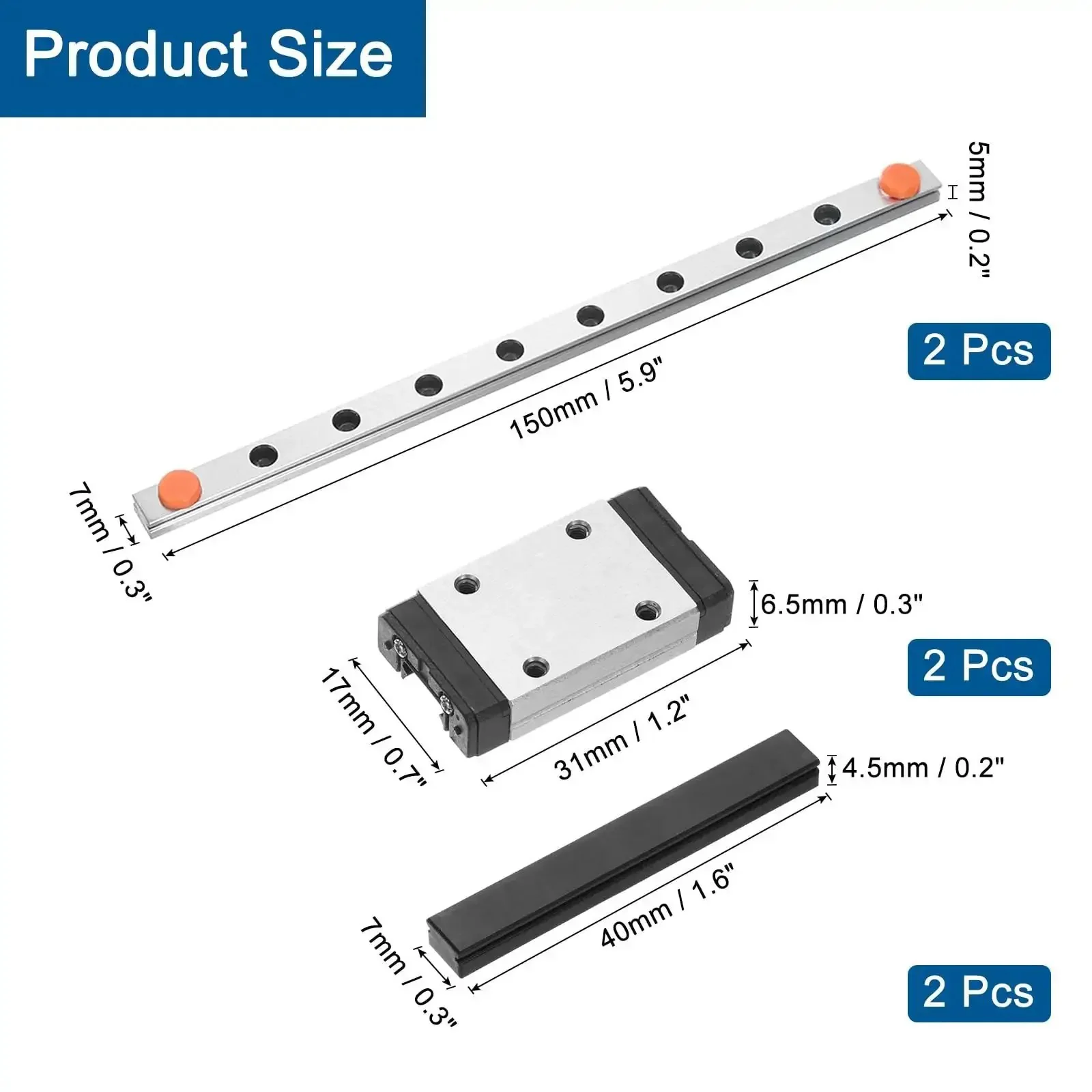 150Mm Linear Guide Rail Kit With Two MGN7H Carriages And Mini MGN12 Guides For DIY 3D Printers And CNC Machines Ultra Smooth Beefed Up Precision Bearing Steel Sliding Rails - Image 7