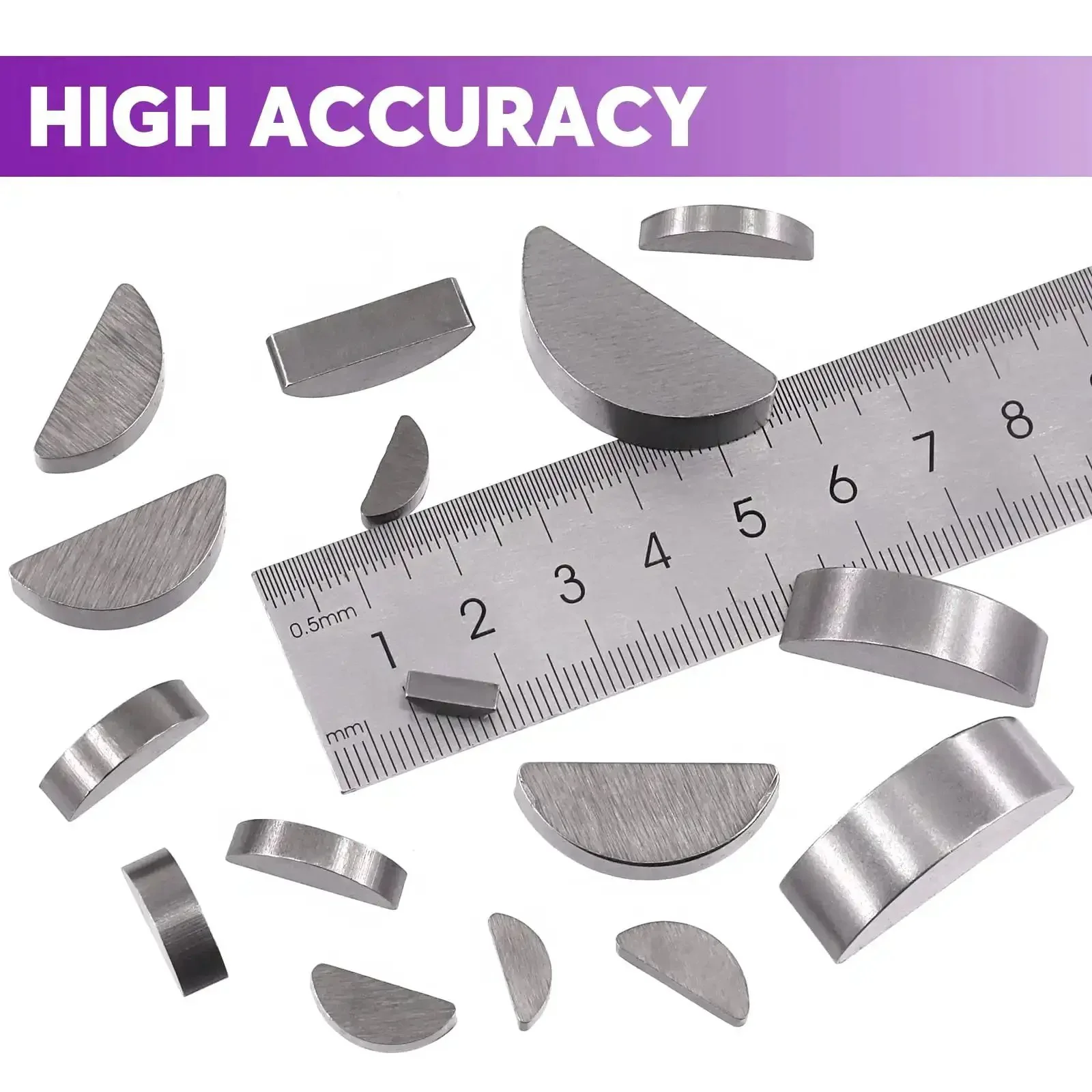 150Pcs Woodruff Keys Set In 15 Sizes 3mm 4mm 5mm 6mm 8mm 10mm Half Moon Semicircle Bond Keys For Fasteners And Mechanical Hardware Metric Assortment Kit For DIYers And Pros - Image 6