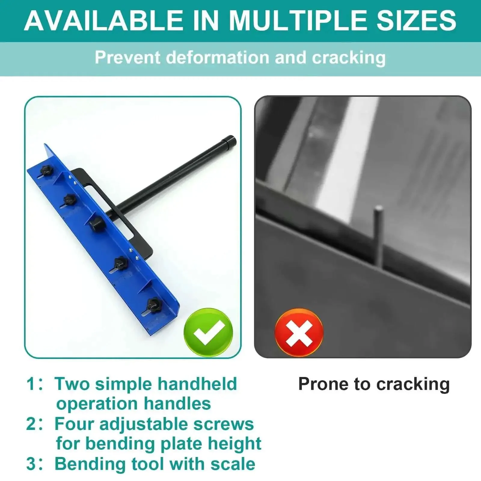 15.25 Inch Sheet Metal Hemming And Bending Tool For Roofing Panels And HVAC Duct Fabrication Pro Grade Heavy Duty Steel Bender With Built In Measurement Rulers To Fold 24 Gauge Steel At 0.2 To 2 Inch Depth - Image 3