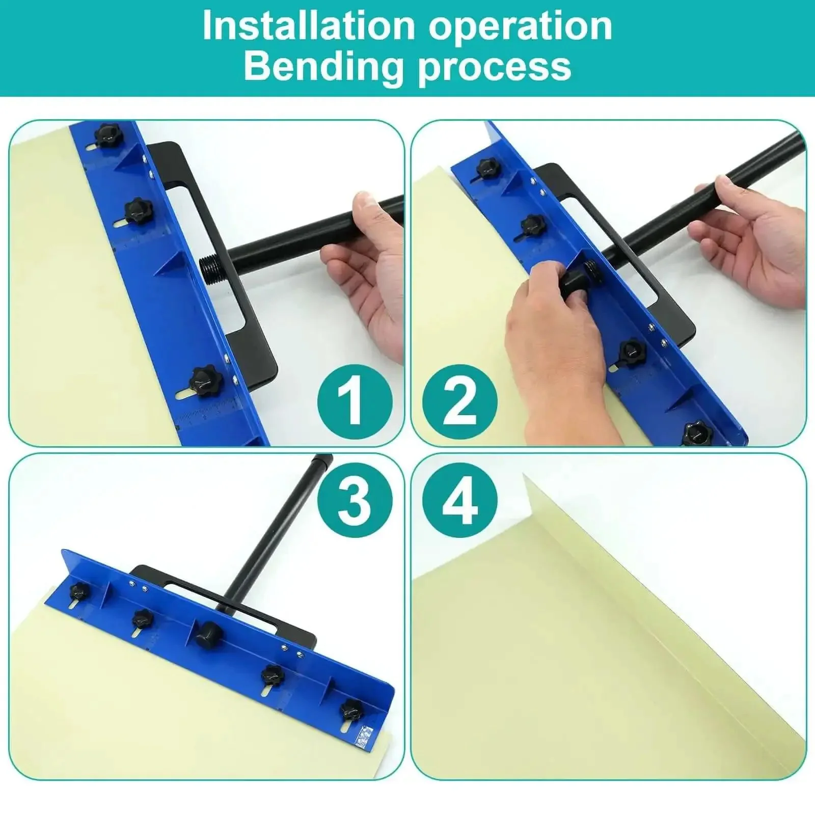 15.25 Inch Sheet Metal Hemming And Bending Tool For Roofing Panels And HVAC Duct Fabrication Pro Grade Heavy Duty Steel Bender With Built In Measurement Rulers To Fold 24 Gauge Steel At 0.2 To 2 Inch Depth - Image 5