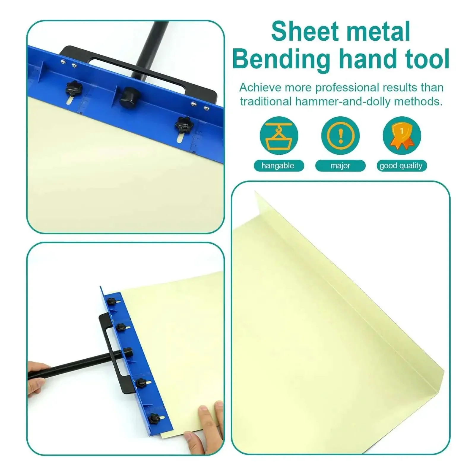 15.25 Inch Sheet Metal Hemming And Bending Tool For Roofing Panels And HVAC Duct Fabrication Pro Grade Heavy Duty Steel Bender With Built In Measurement Rulers To Fold 24 Gauge Steel At 0.2 To 2 Inch Depth - Image 6