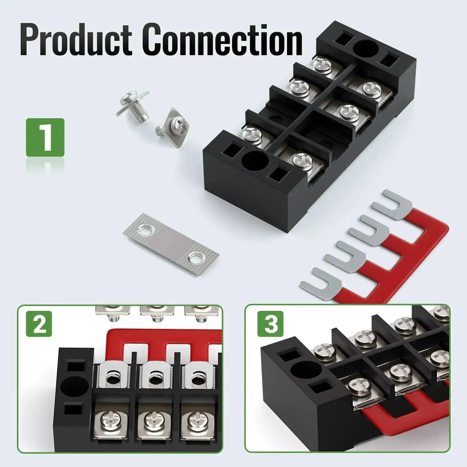 15A Screw Terminal Block Kit With Dual Row Covered Design For Four, Five Or Six Position Blocks 400V Pre Insulated Barrier Strips Includes Six Terminal Blocks And Six Wiring Strips For Quick Safe Wiring Durable PC Housing No Fuss Setup - Image 5