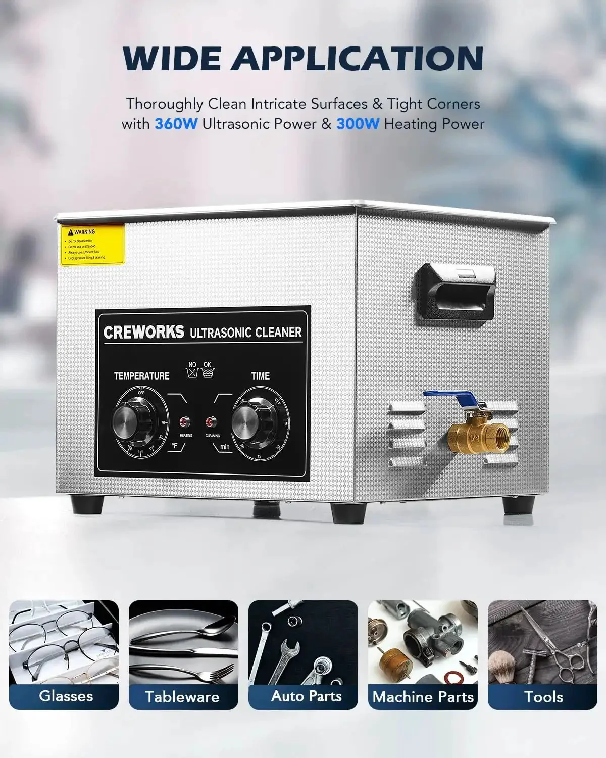 15L Ultrasonic Cleaner With Knob, 760W Total Power, 40kHz Digital Cavitation And Heater, Industrial Auto Cleaning Machine For Carburetors, Tools And Small Parts, Professional Grade Cleaning For Precision Components - Image 6