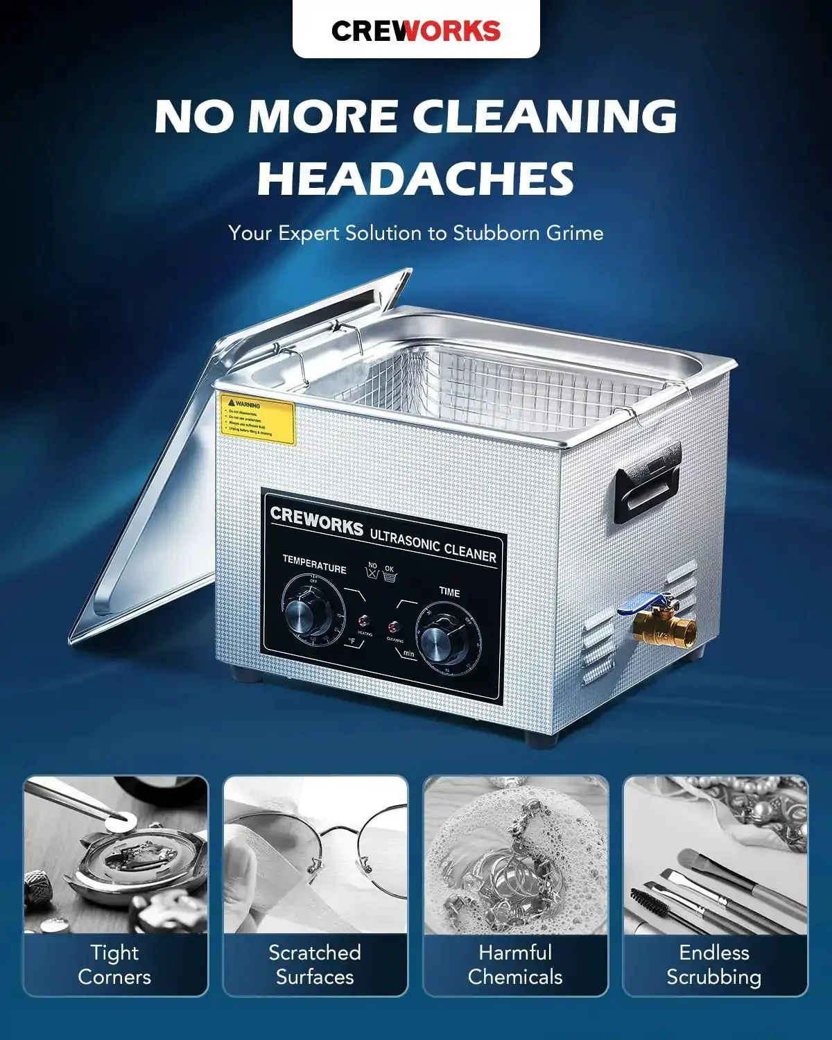 15L Ultrasonic Cleaner With Knob, 760W Total Power, 40kHz Digital Cavitation And Heater, Industrial Auto Cleaning Machine For Carburetors, Tools And Small Parts, Professional Grade Cleaning For Precision Components - Image 9