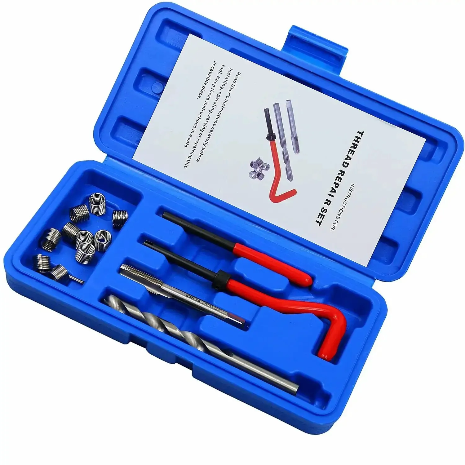 15Pcs Thread Repair Kit M9 X 1.25mm Metric Thread Insert Set For DIY Auto Repairs And General Maintenance, Durable High Speed Steel Construction With Red Plastic Handle, Handy Hand Tool Kit For Cars And Machinery - Image 6